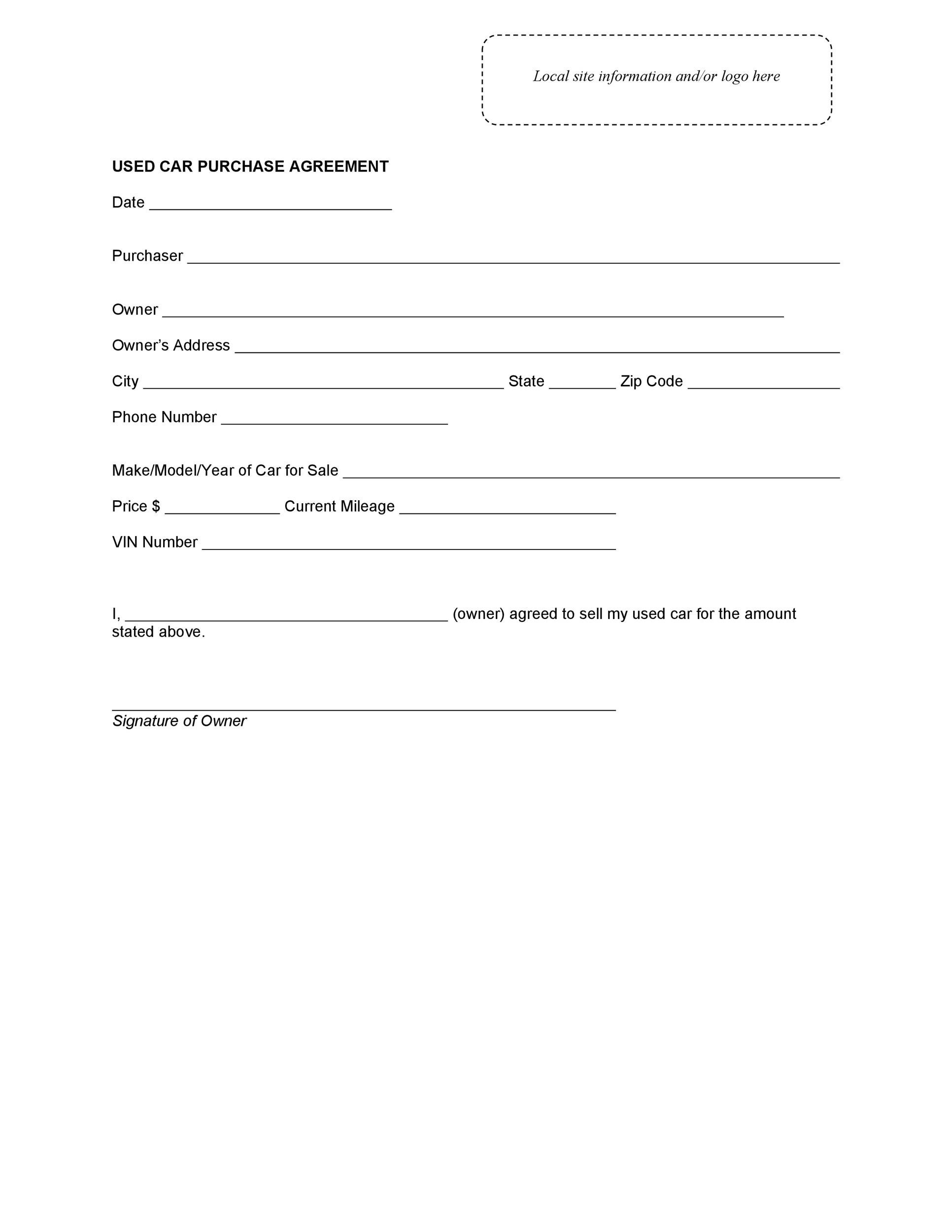 Used Car Sales Agreement Pdf