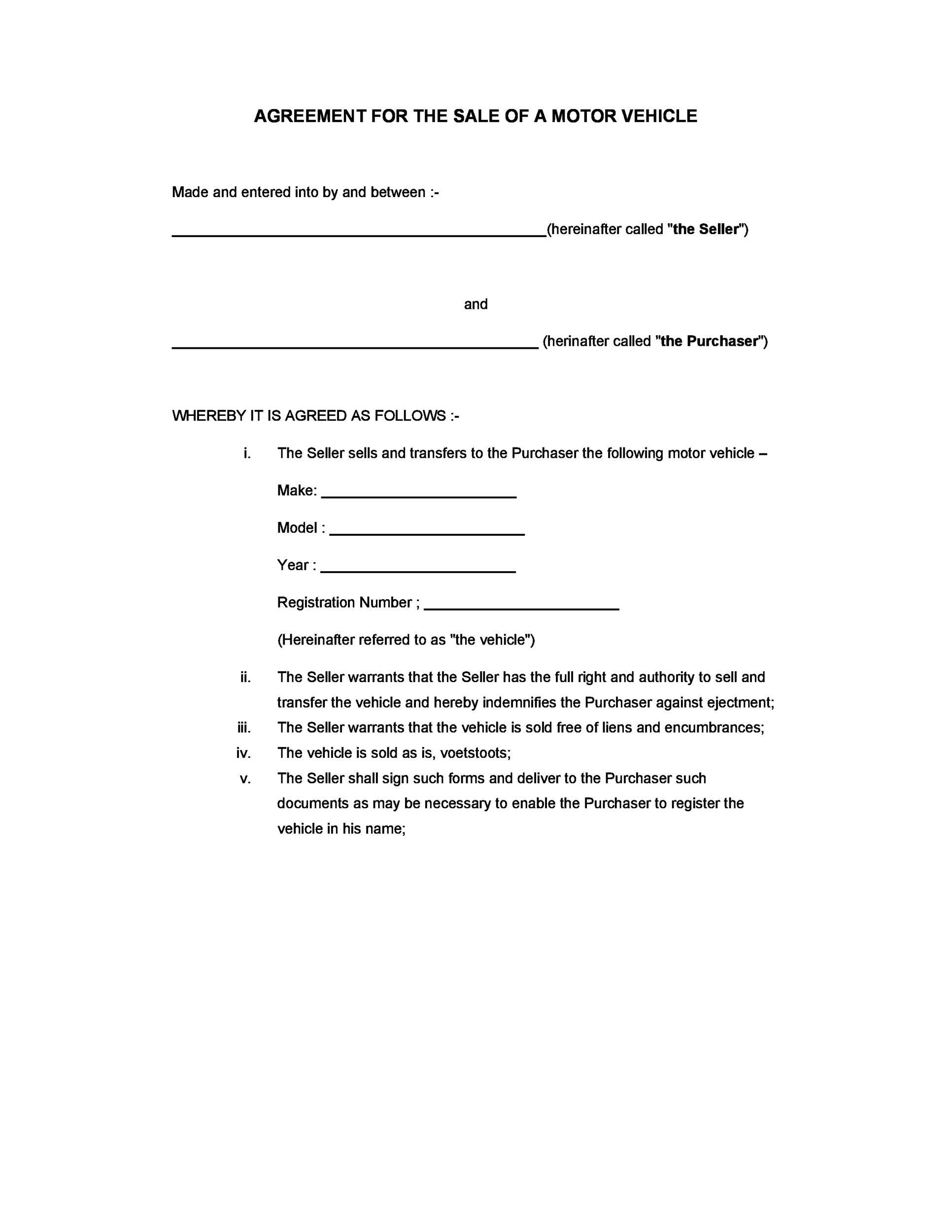 Private Car Sale Contract Template Free
