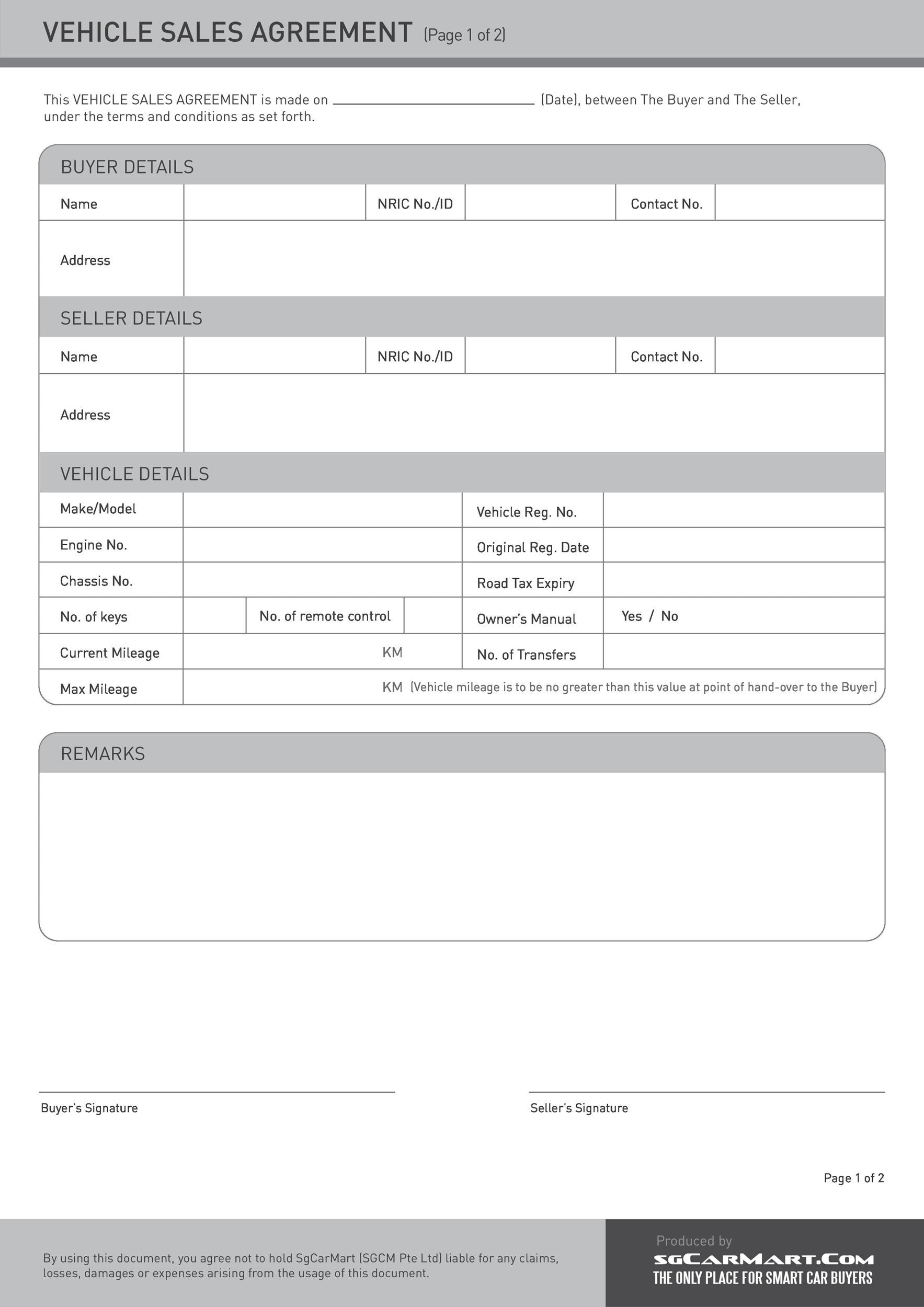 Car Dealer Purchase Agreement Form Pdf