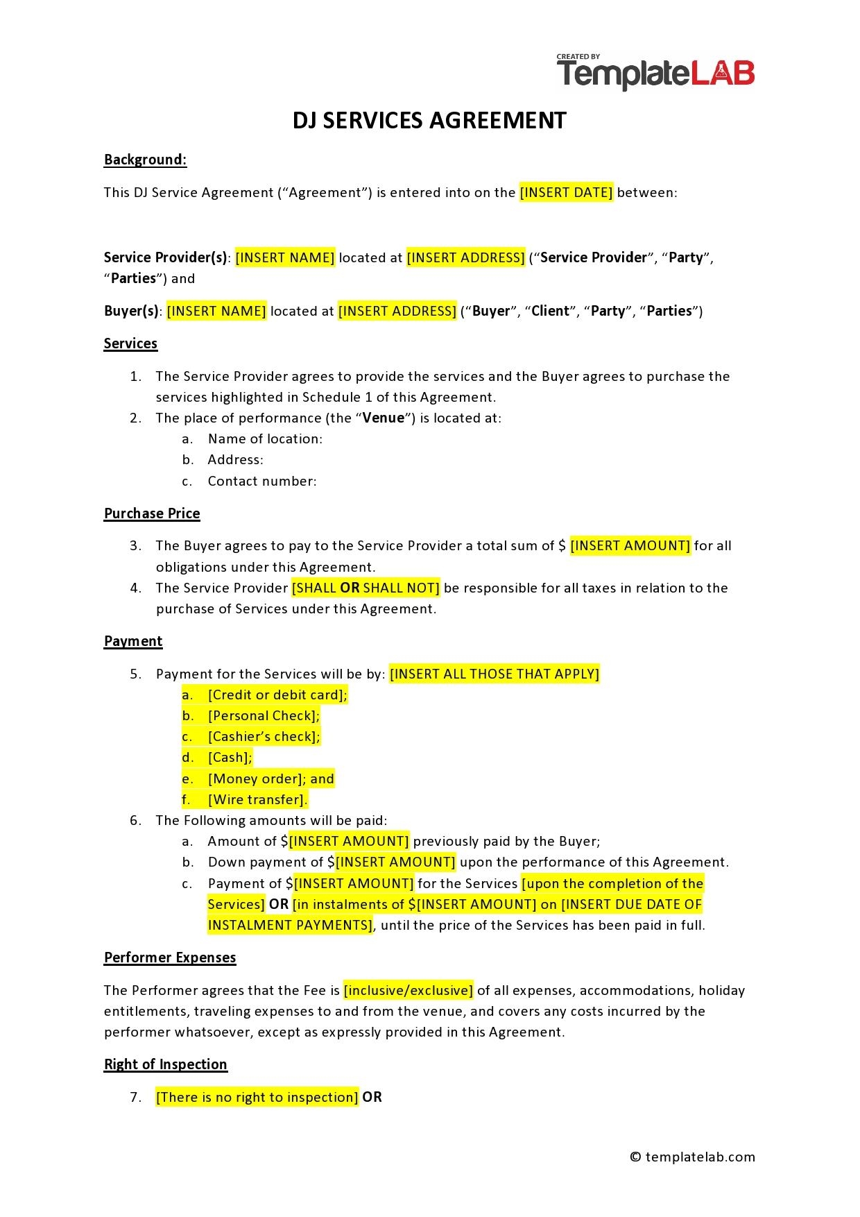 Free Dj Contract Agreement Template