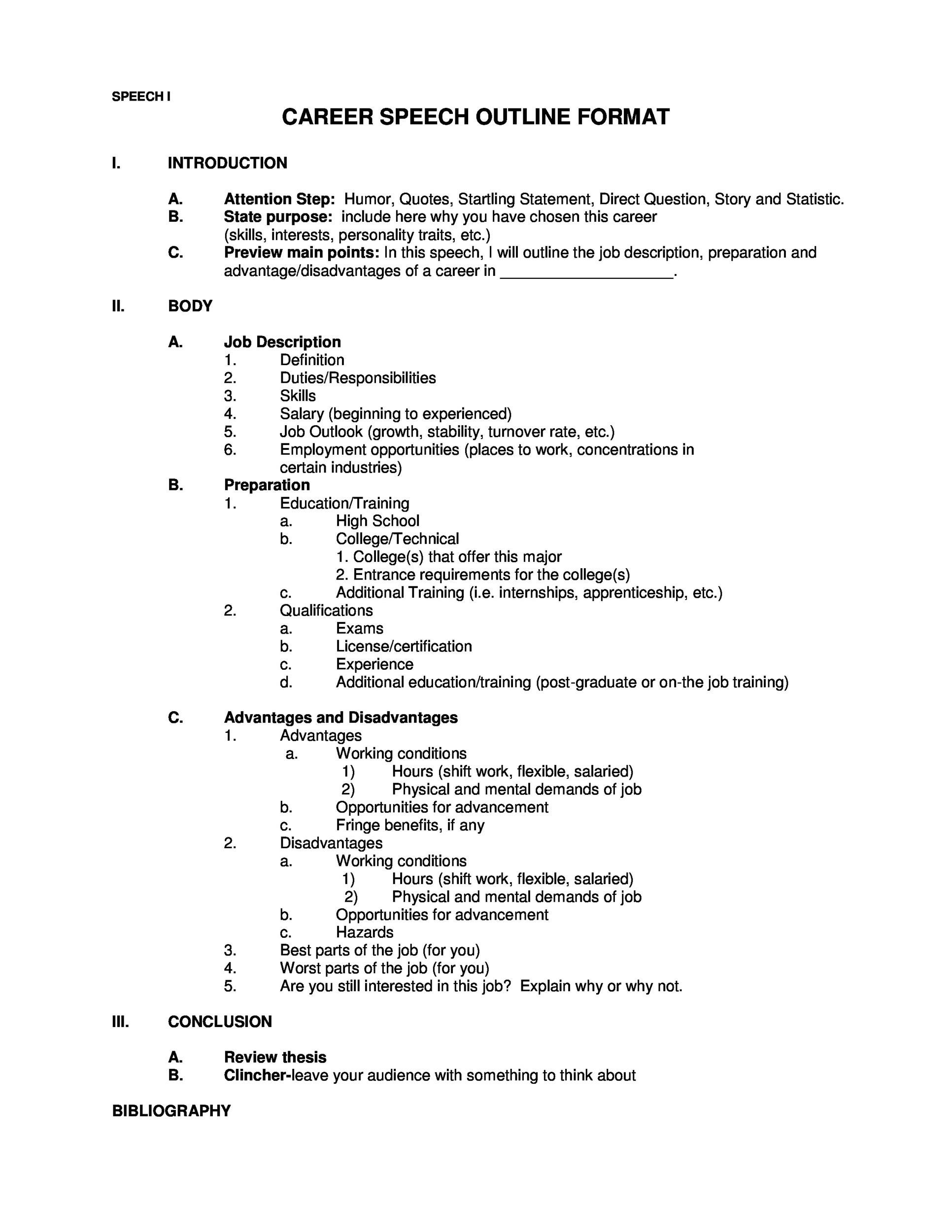 Speaking Outline For Informative Speech
