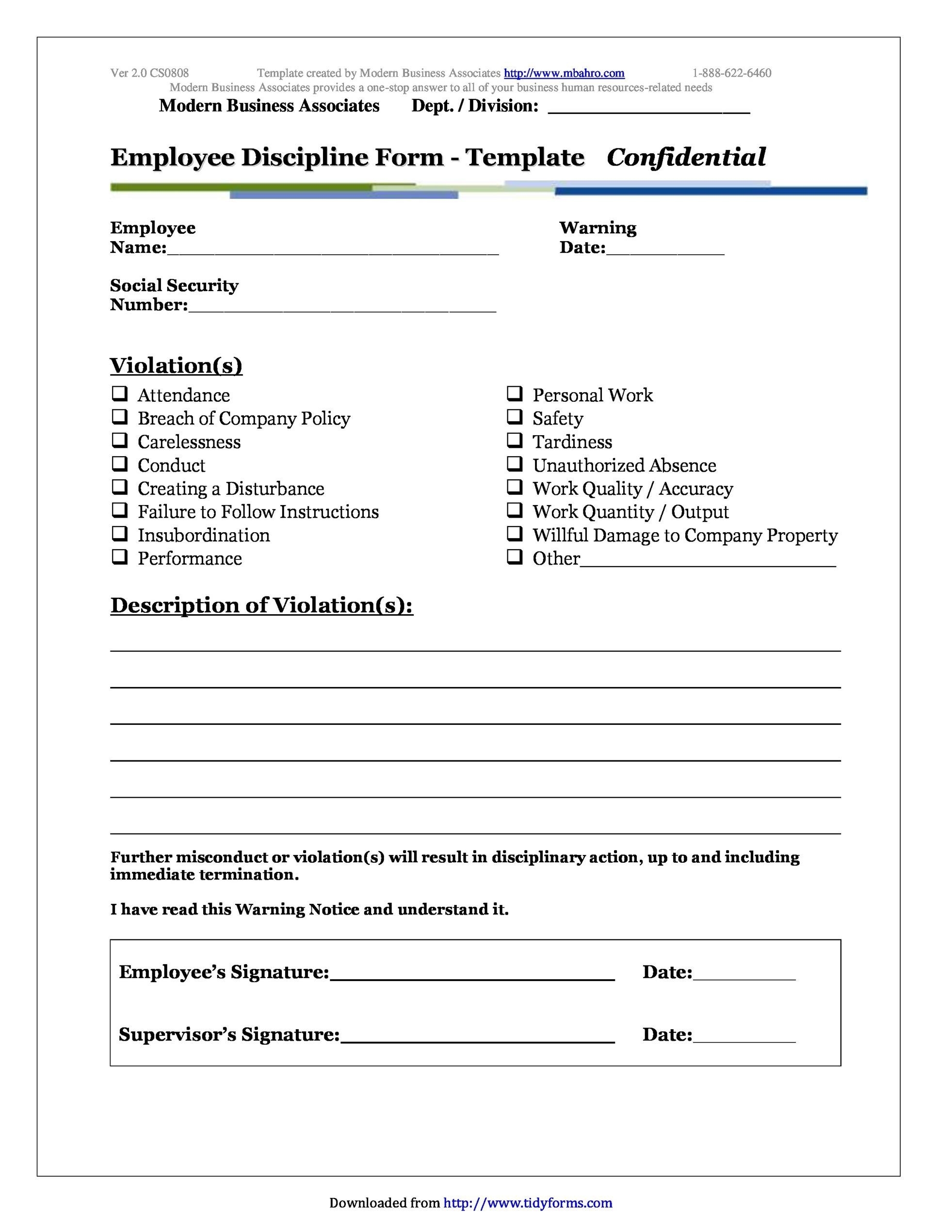 46 Effective Employee Write Up Forms Disciplinary Action Forms 