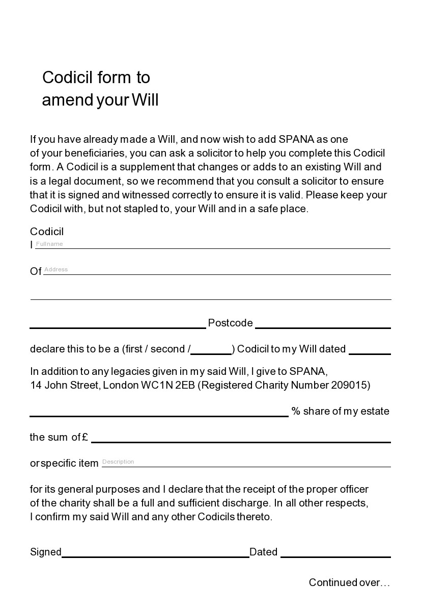 46 Free Codicil To Will Forms Templates TemplateLab