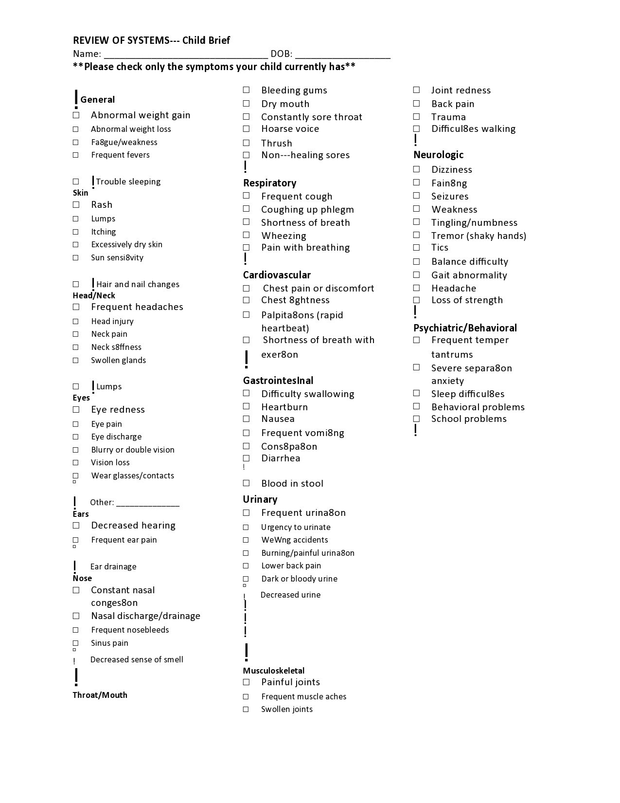 46 Free Review Of Systems Templates Checklist TemplateLab