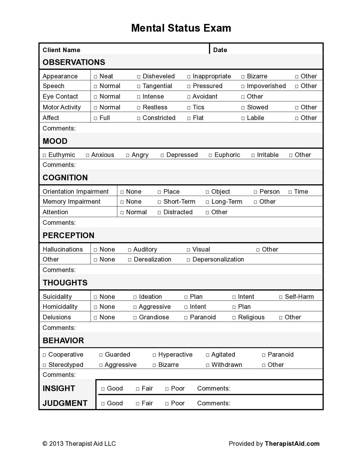 47 Free Mental Status Exam Templates MSE Examples TemplateLab