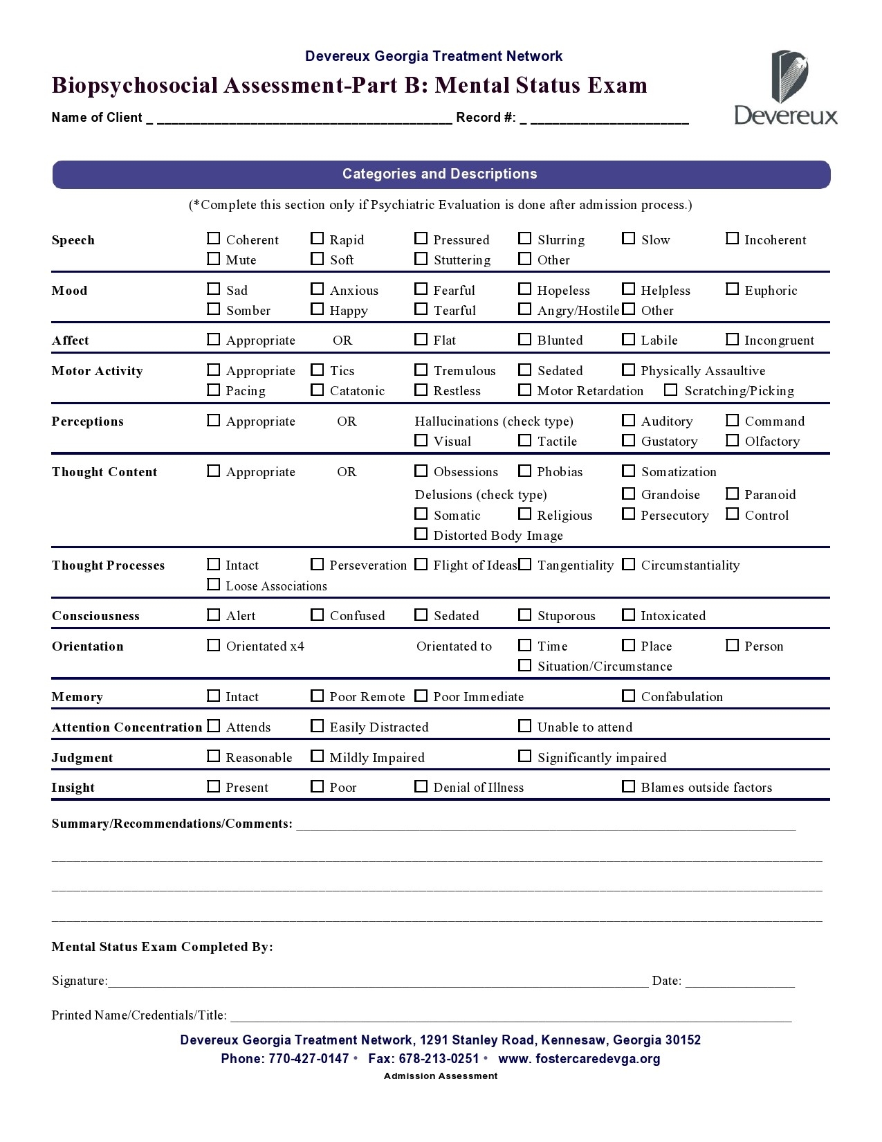 47 Free Mental Status Exam Templates MSE Examples TemplateLab