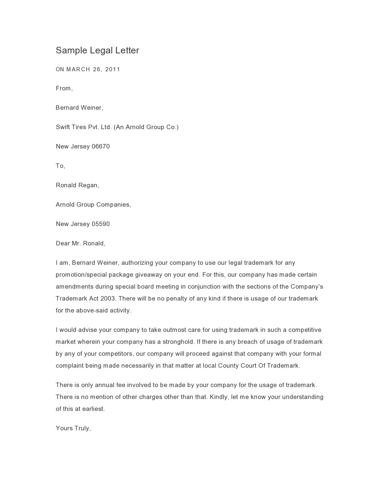 How To Right A Legal Letter