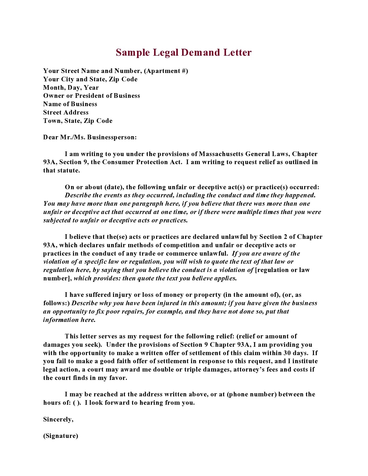 47 Professional Legal Letter Formats Templates TemplateLab