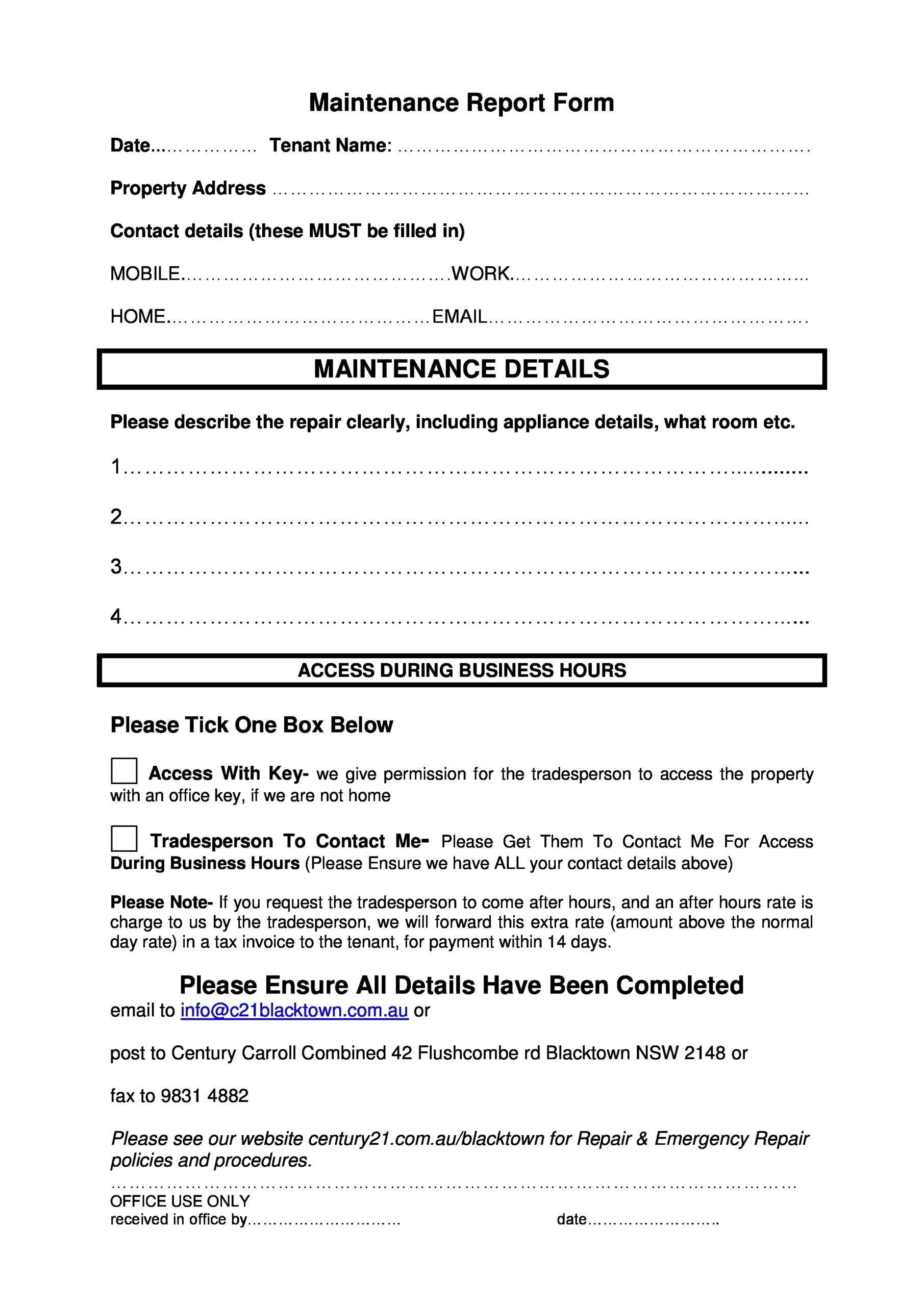 48 Editable Maintenance Report Forms Word TemplateLab