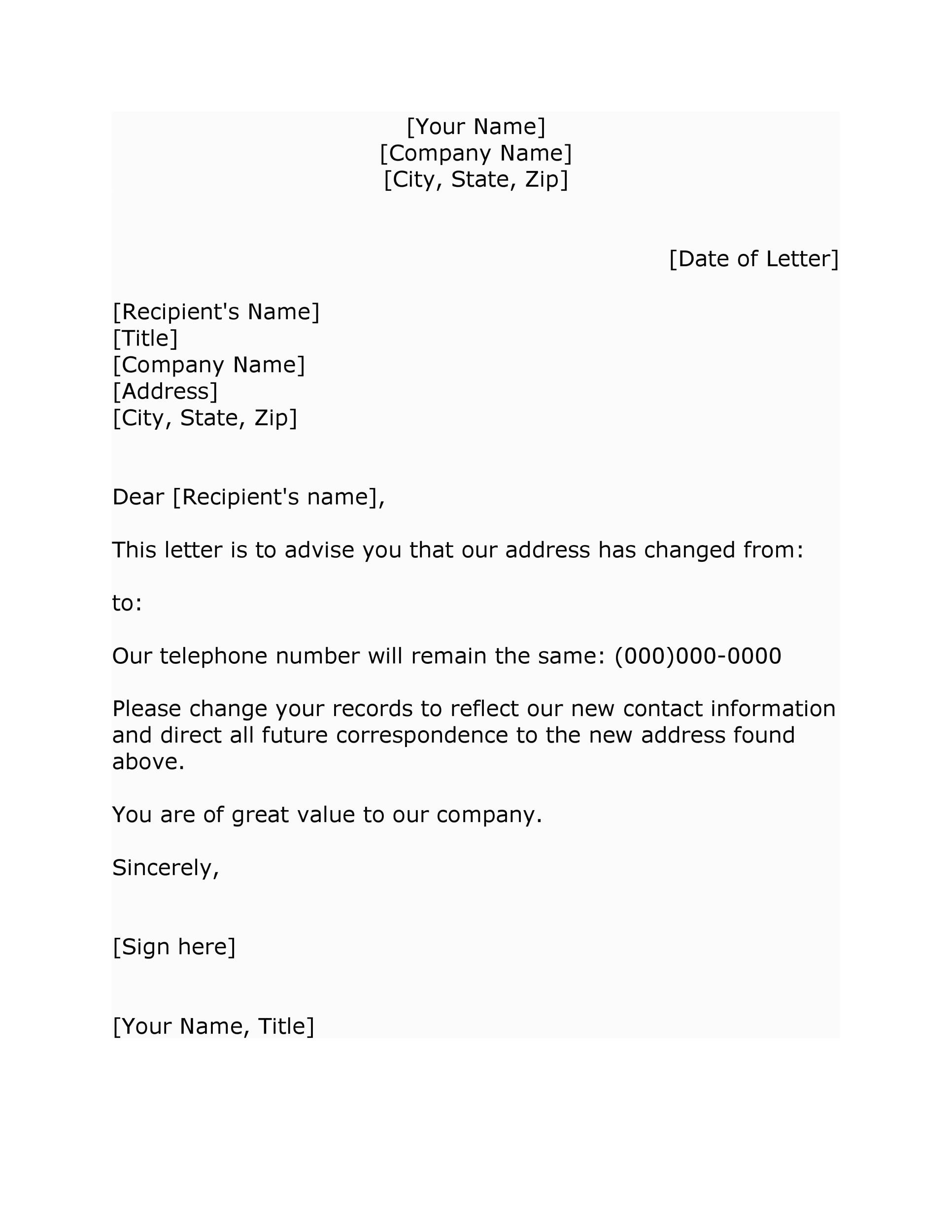 49 Best Change Of Address Letters 100 Free TemplateLab