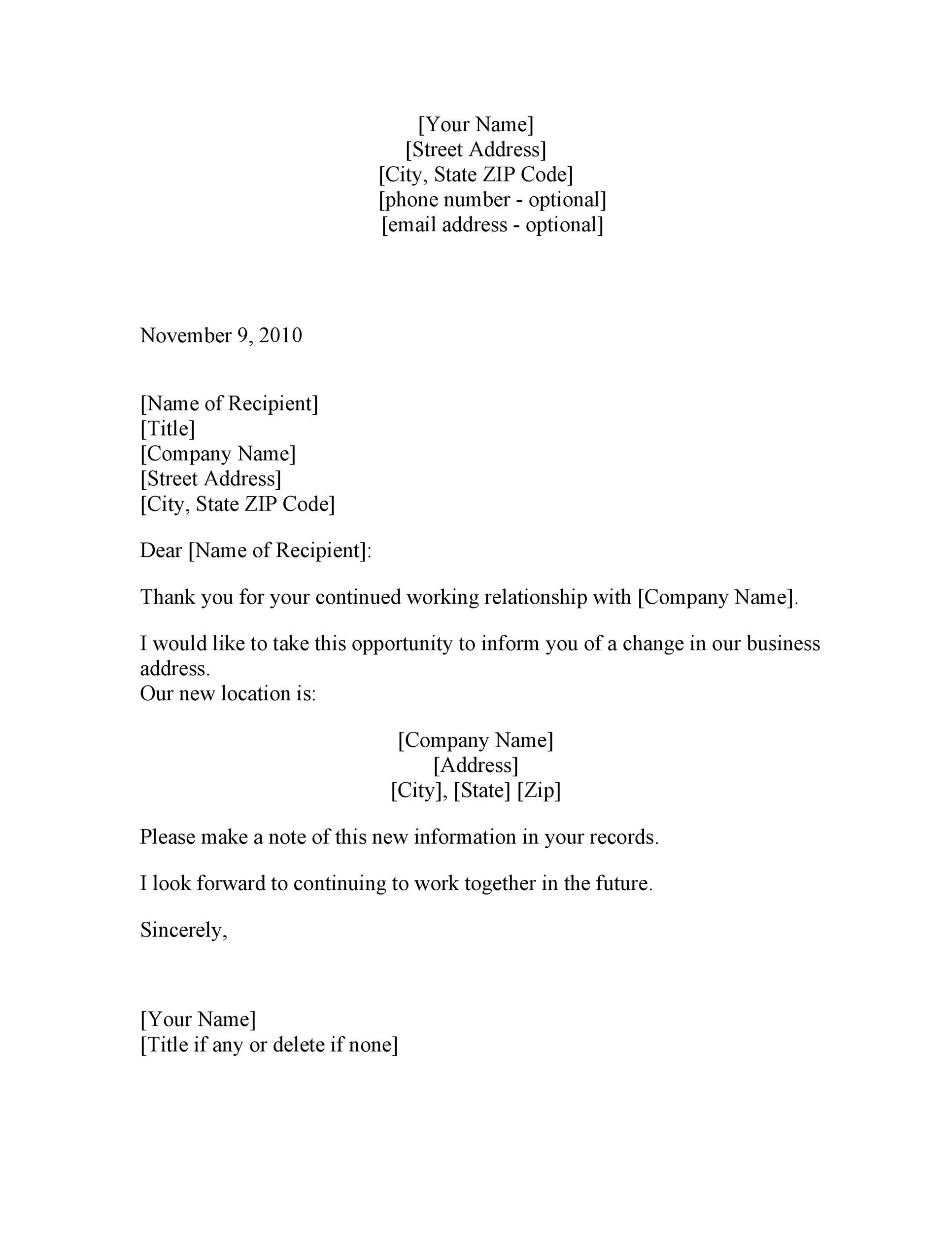 Request Letter To Change Address