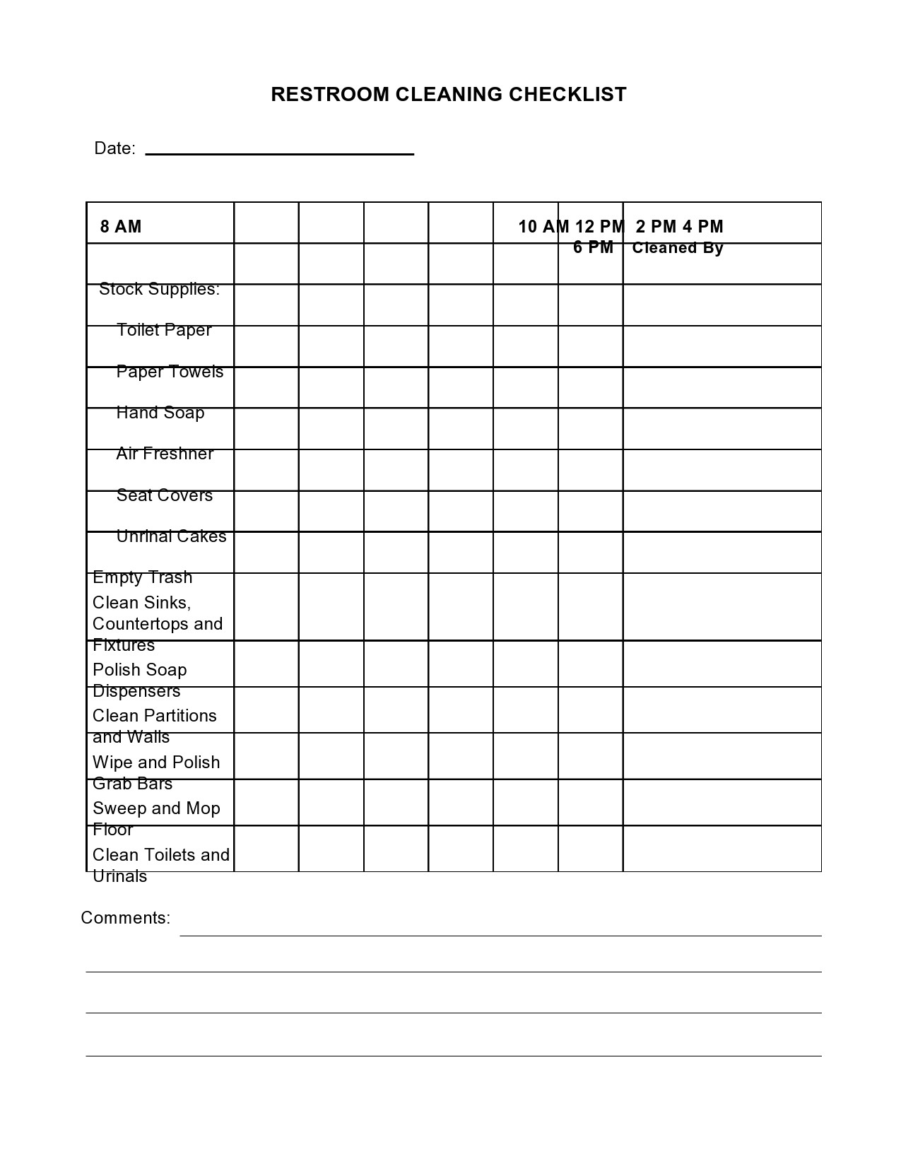 49 Printable Bathroom Cleaning Checklists Word TemplateLab