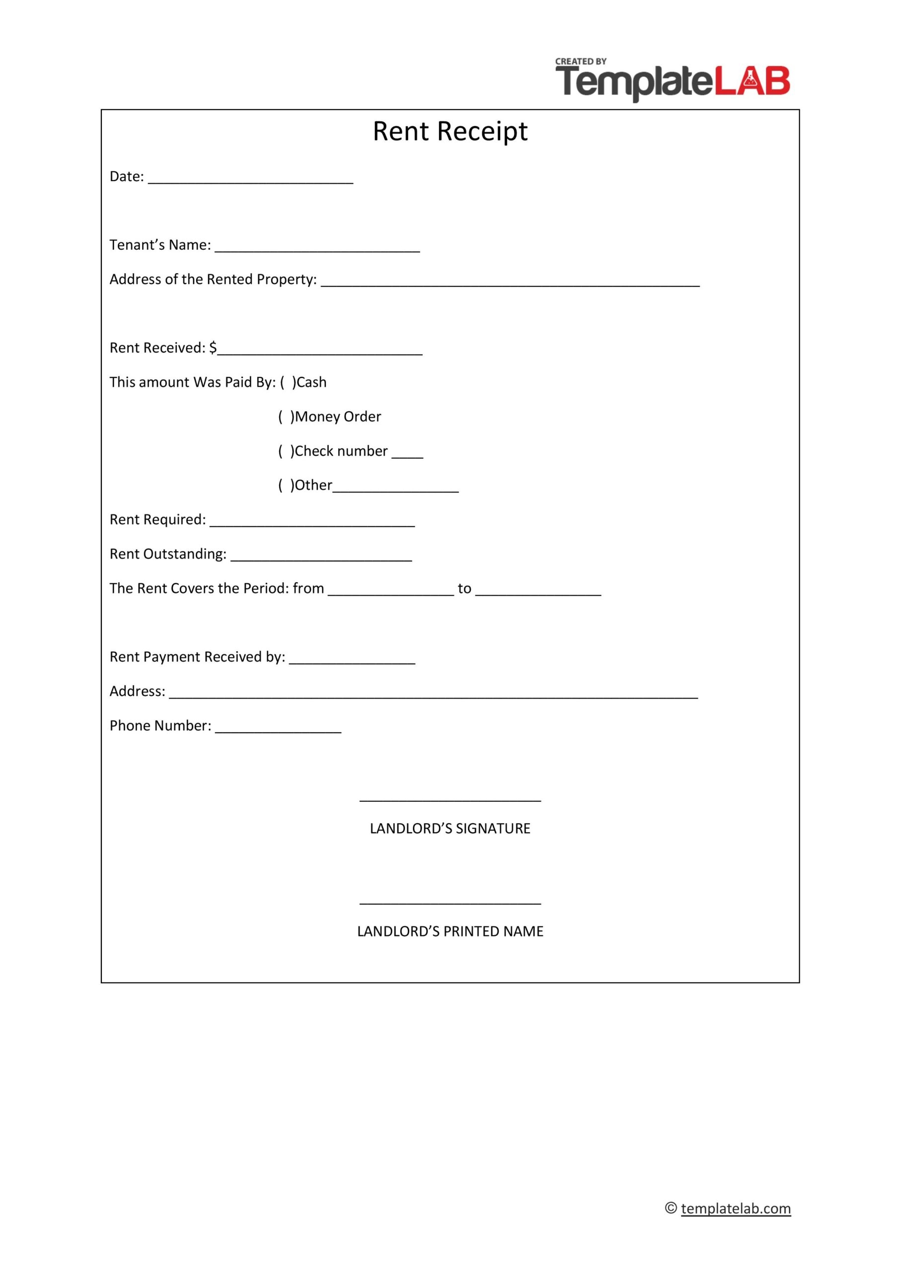 Rent Receipt Format Free Download