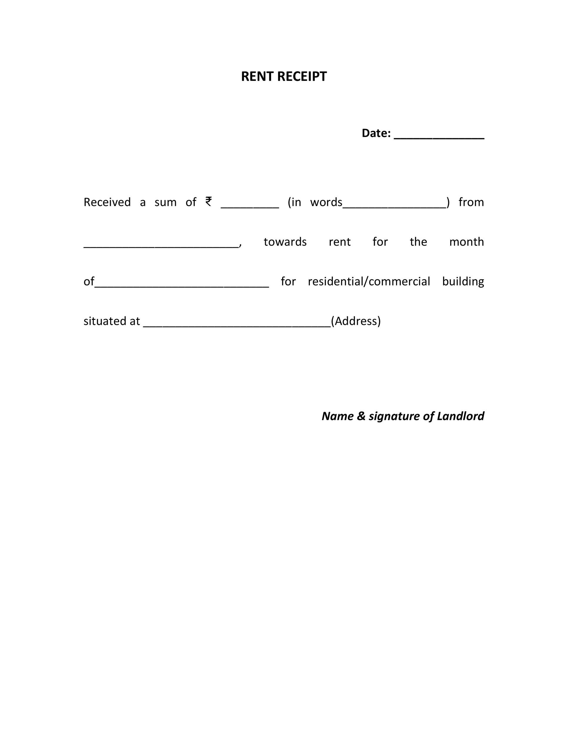 Format Of Rent Receipt In Word