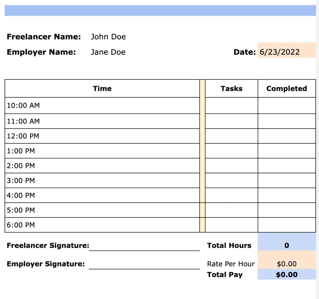 Hour By Hour Schedule Maker