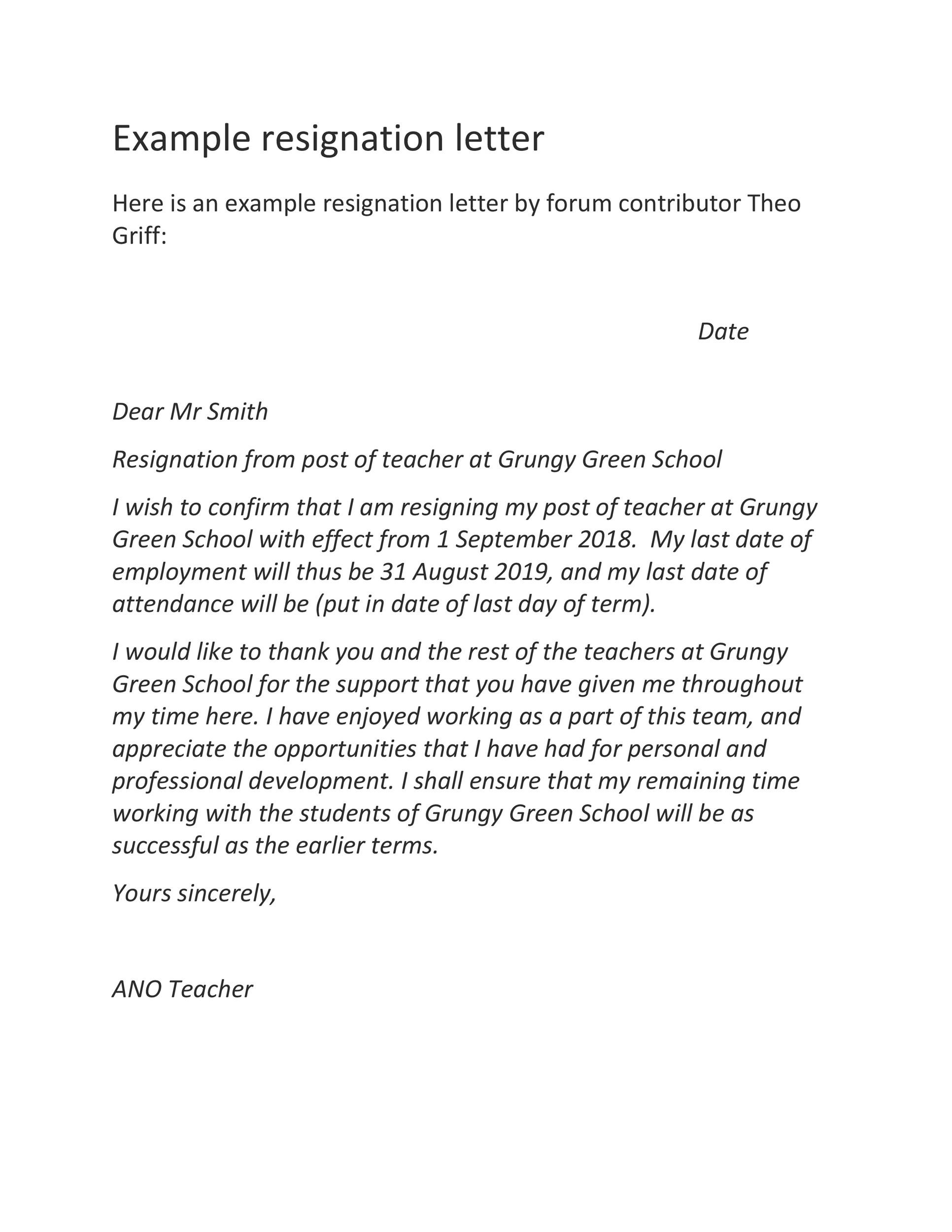50 BEST Teacher Resignation Letters MS Word TemplateLab