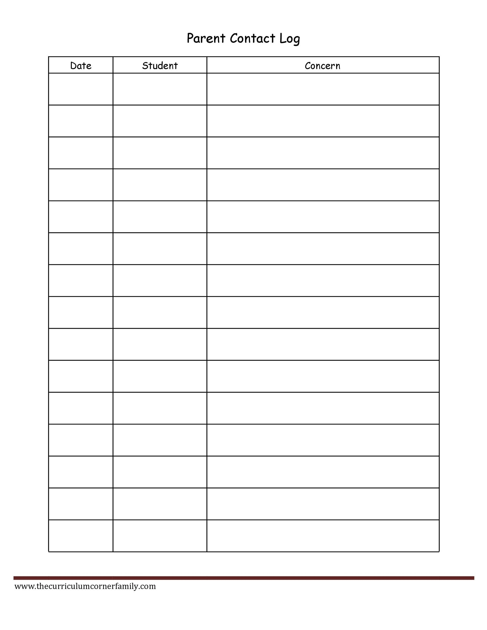 Parent Communication Log For Teachers