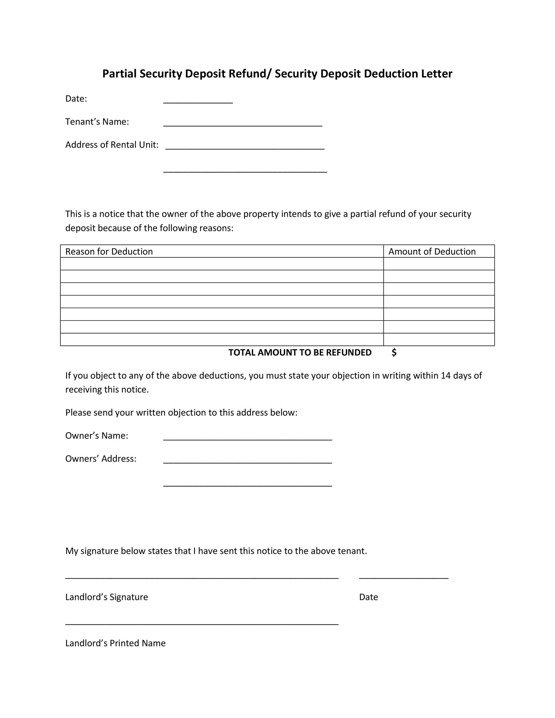50 Effective Security Deposit Return Letters MS Word TemplateLab