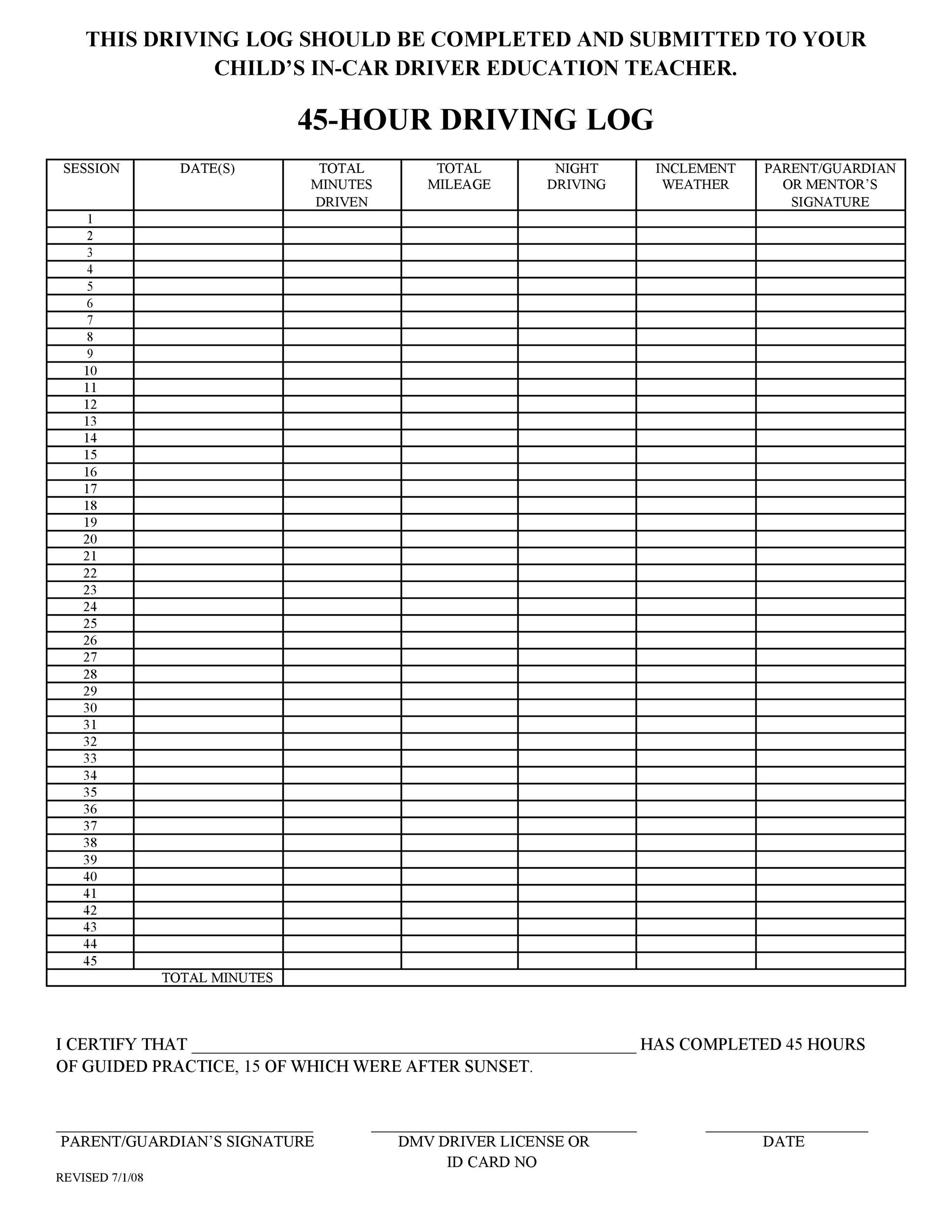 50 Printable Driver s Daily Log Books Templates Examples 