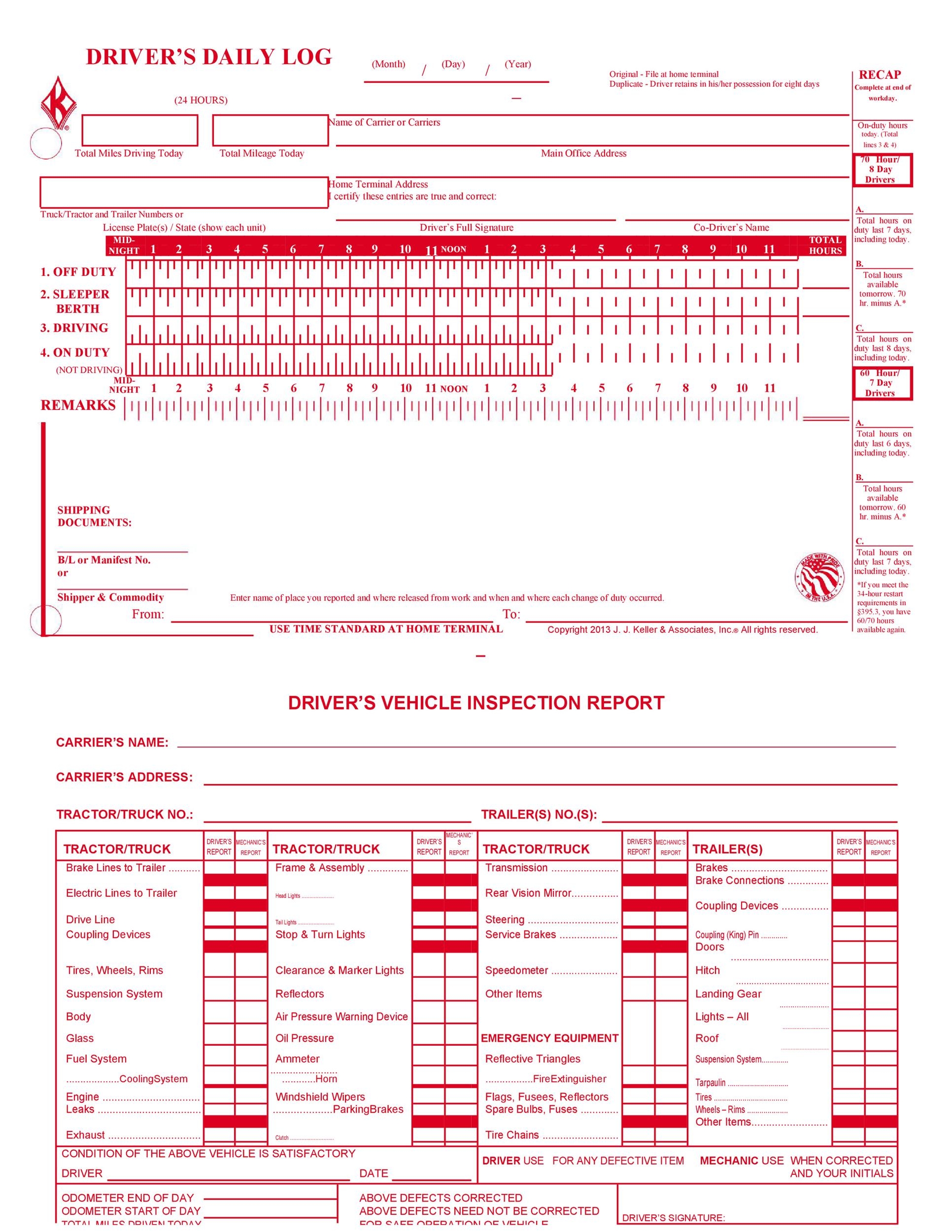 50 Printable Driver s Daily Log Books Templates Examples 