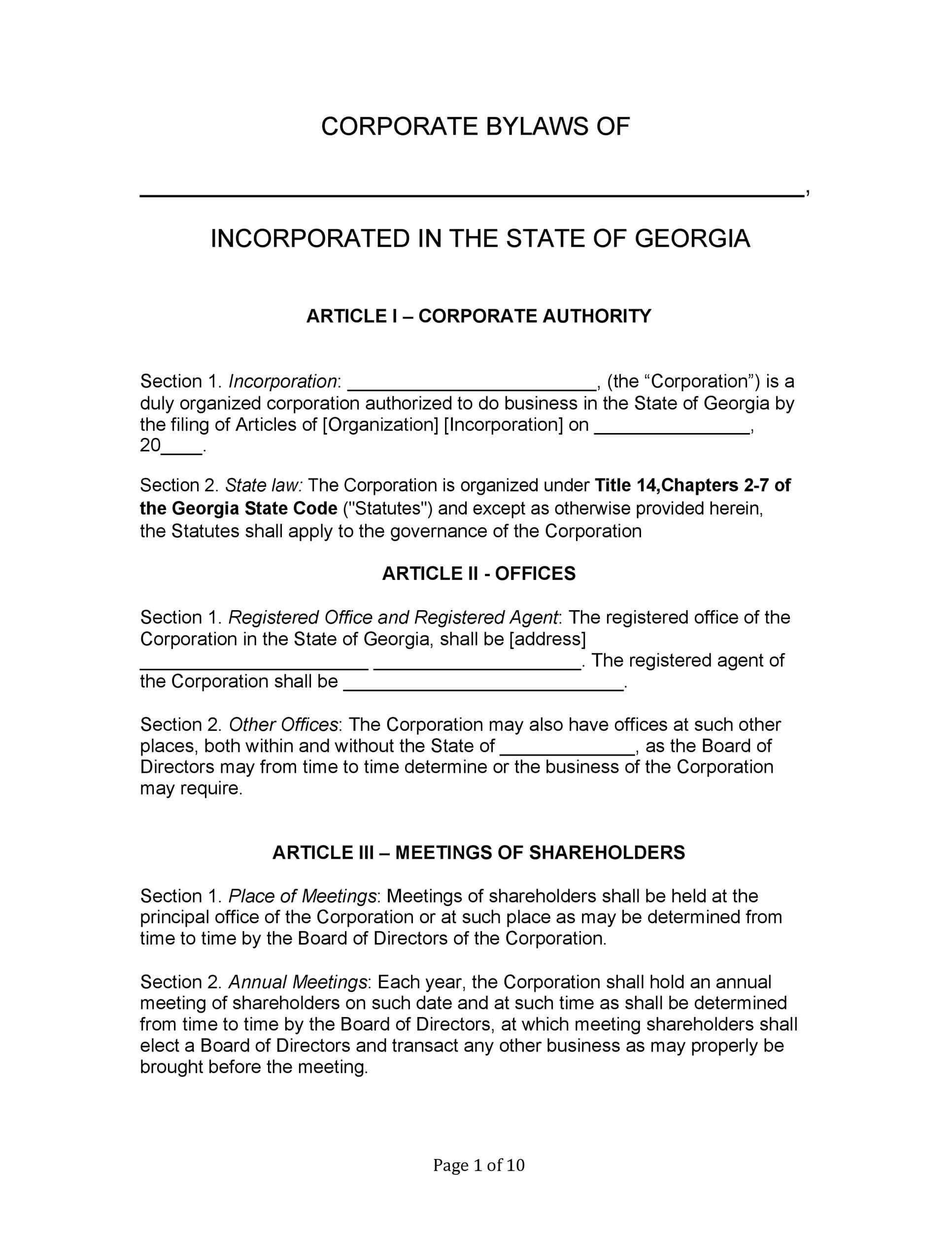 50 Simple Corporate Bylaws Templates Samples TemplateLab