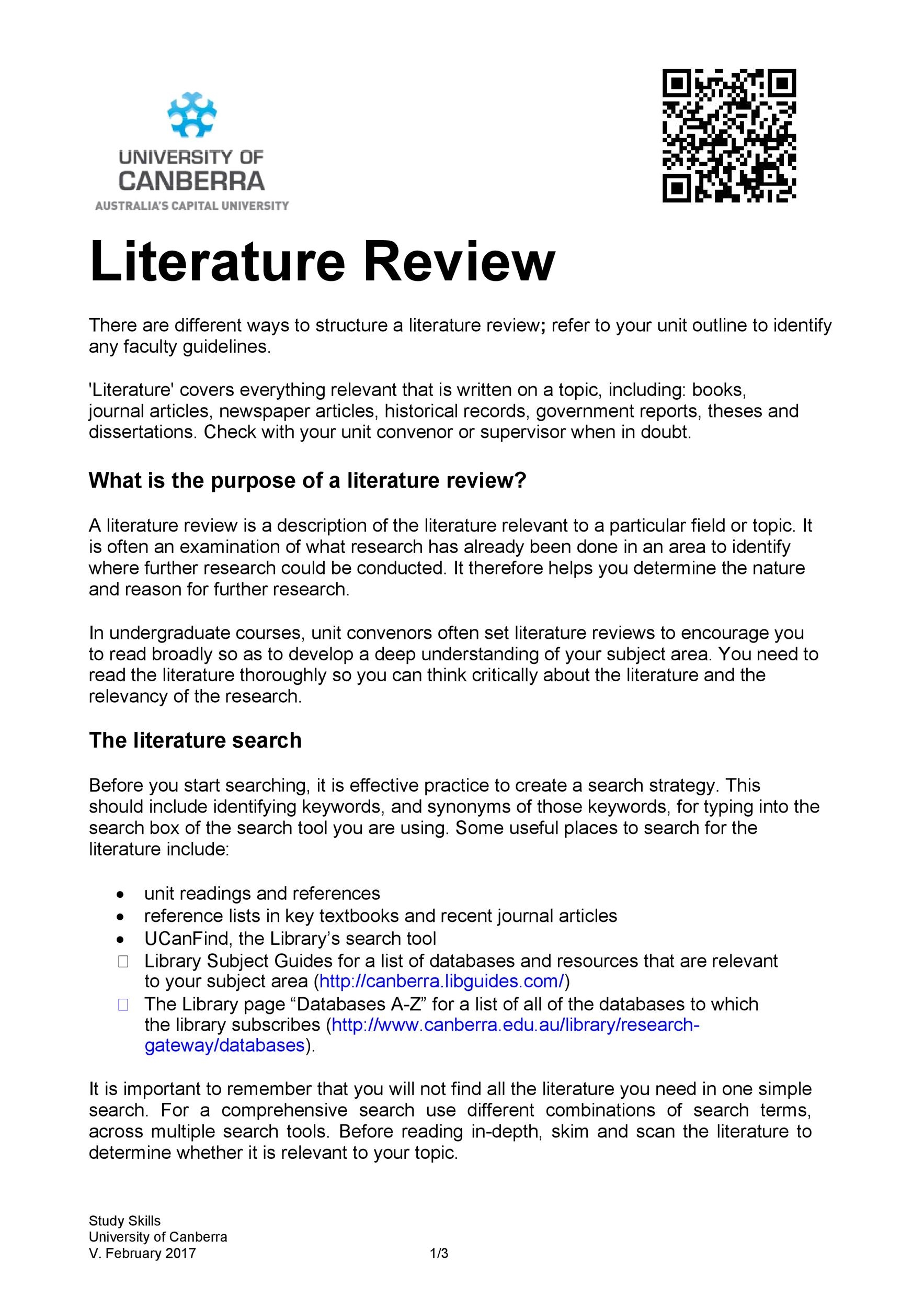 Literature Review Template Word Doc