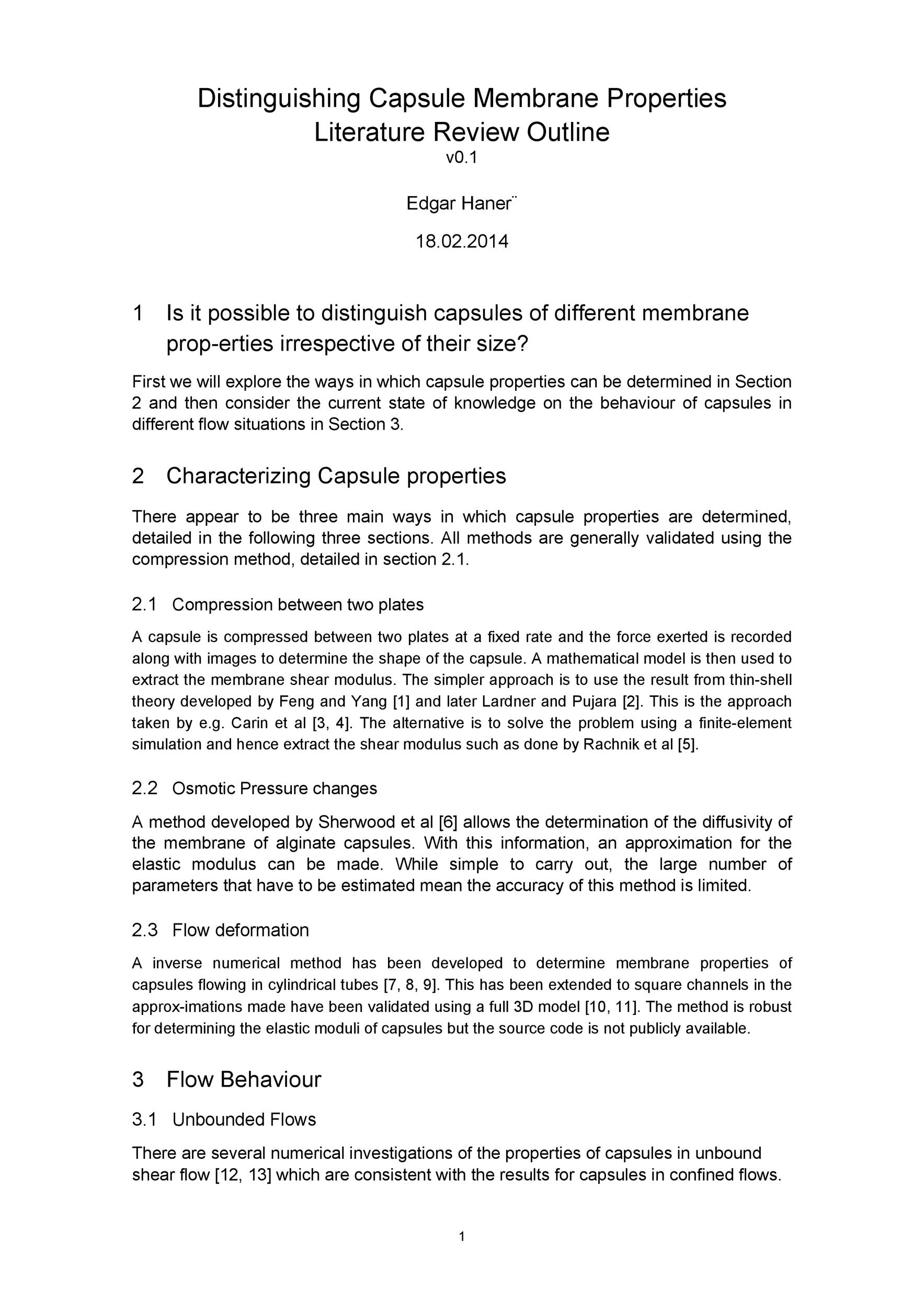 Literature Review Outline Template Word