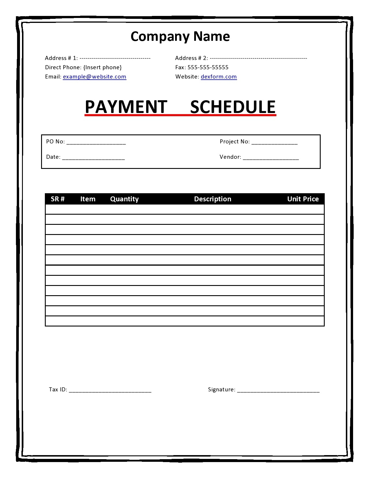 Example Of A Payment Schedule