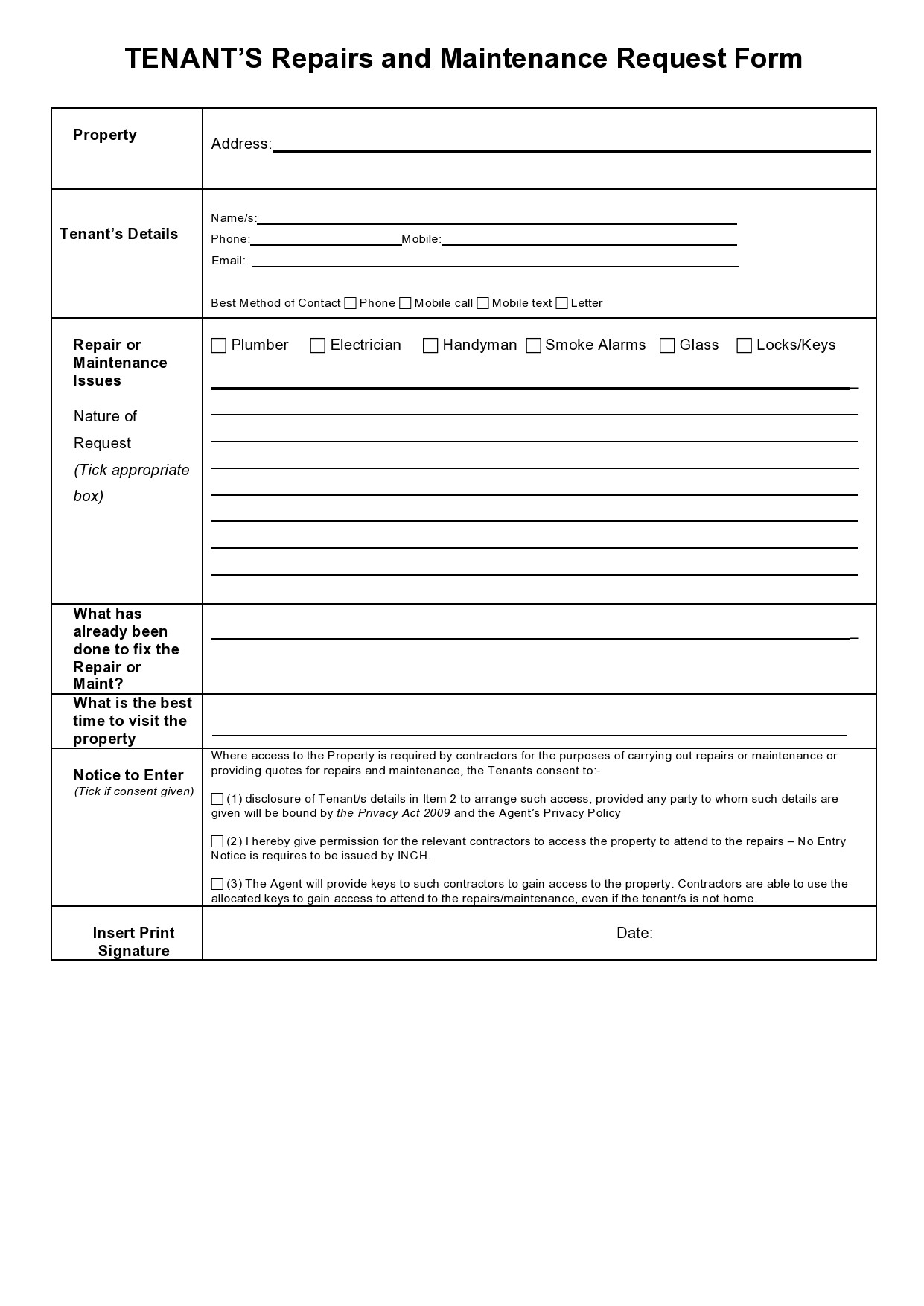 54 Maintenance Request Form Templates Free TemplateLab