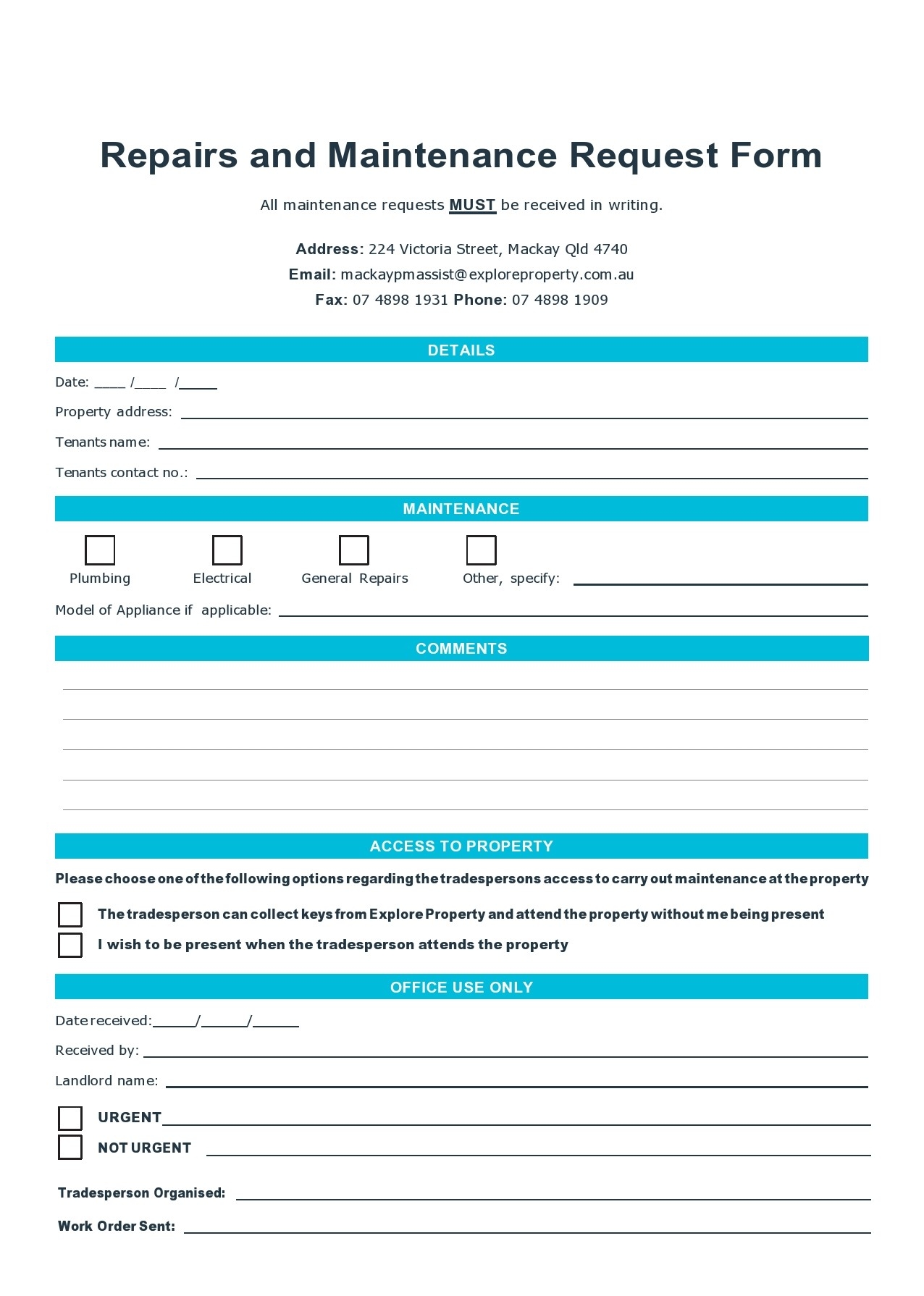 What Is An Entry Note For Maintenance Template