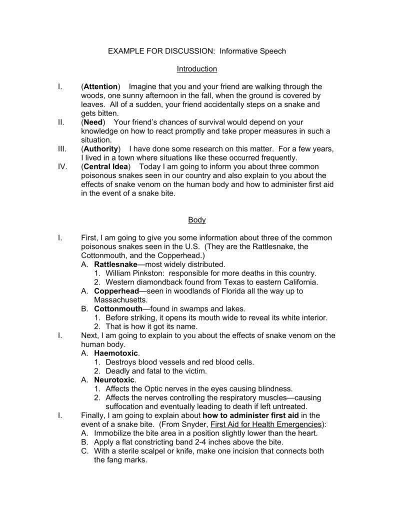 7 Informative Speech Outline Templates PDF
