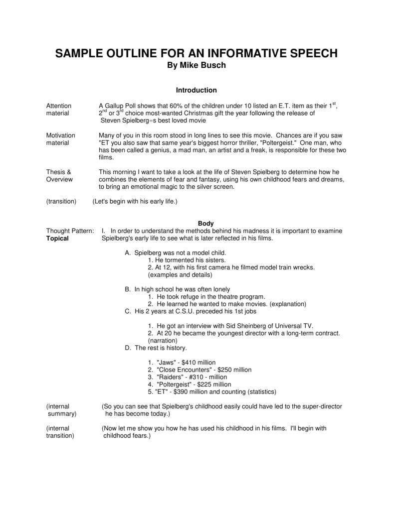 Informative Speech Topics And Outlines