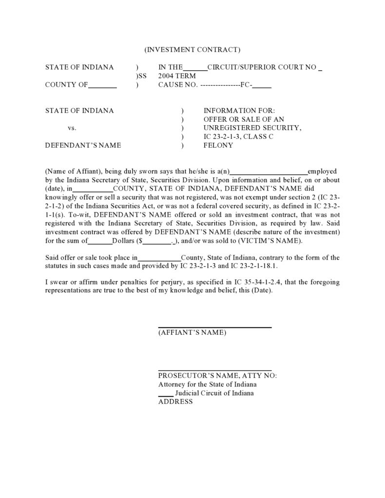 Investment Contract For Small Business