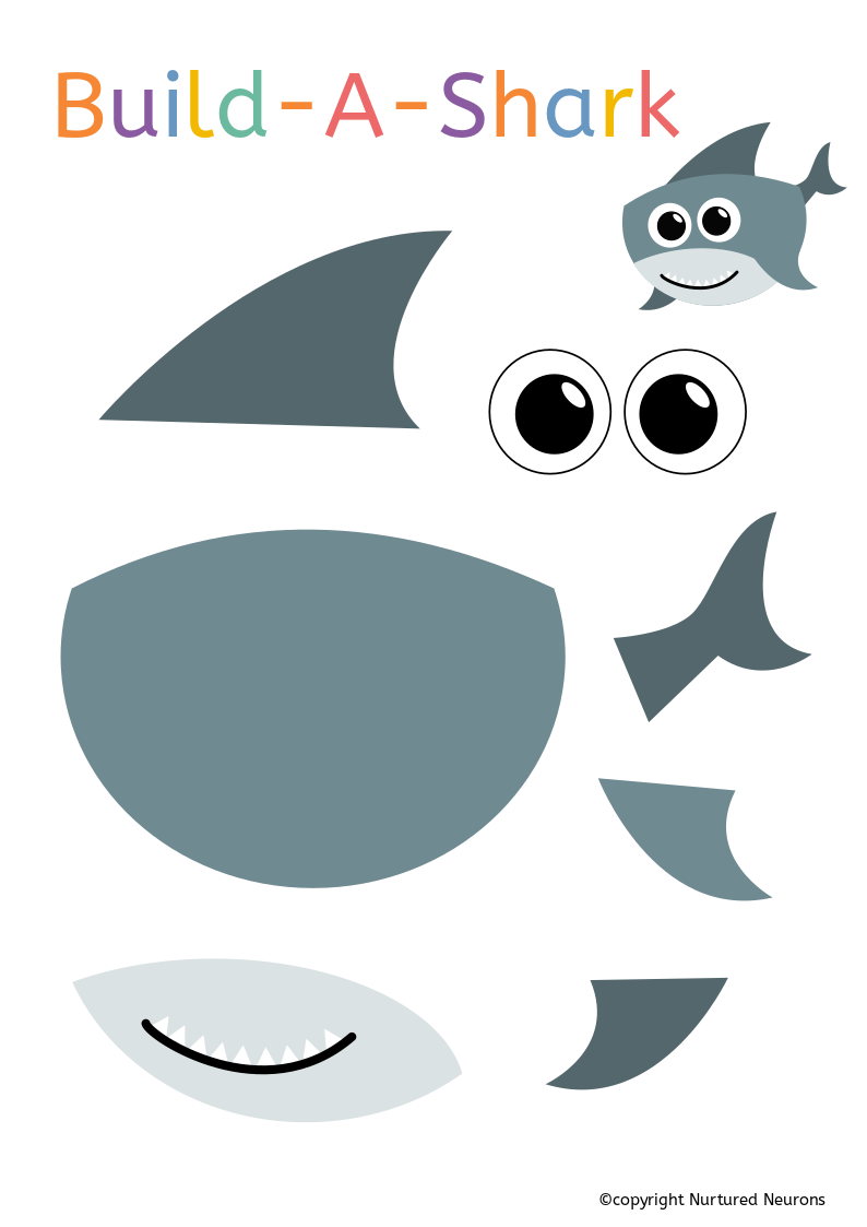 A Super Build A Shark Craft Preschool Printable Nurtured Neurons Shark Crafts Preschool Shark Craft Preschool Crafts