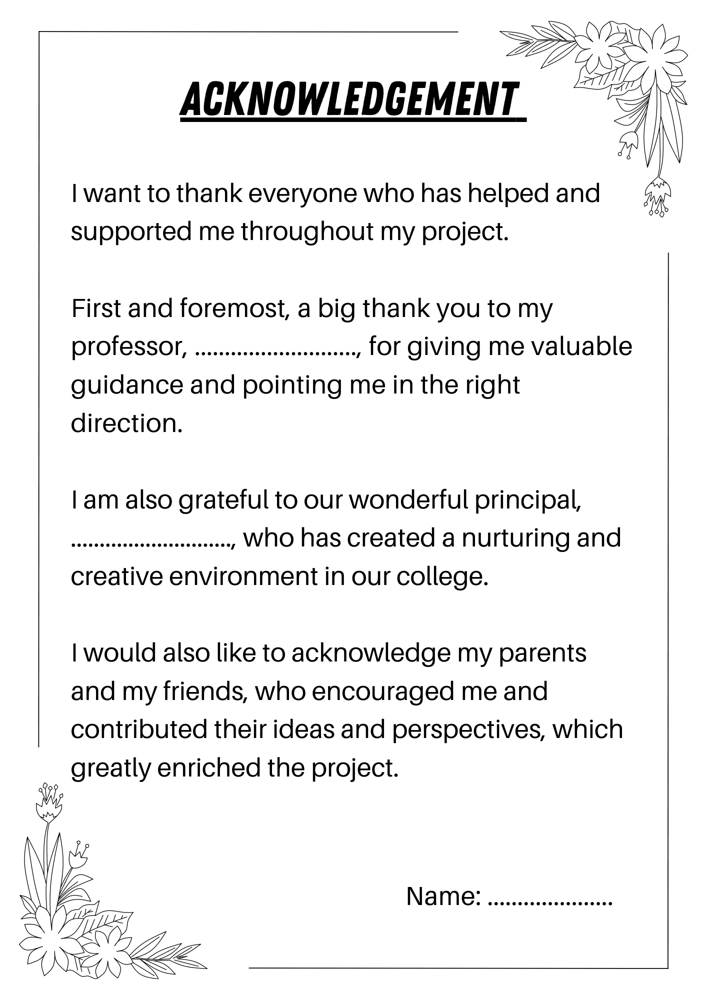 How To Write Acknowledgement For A Project