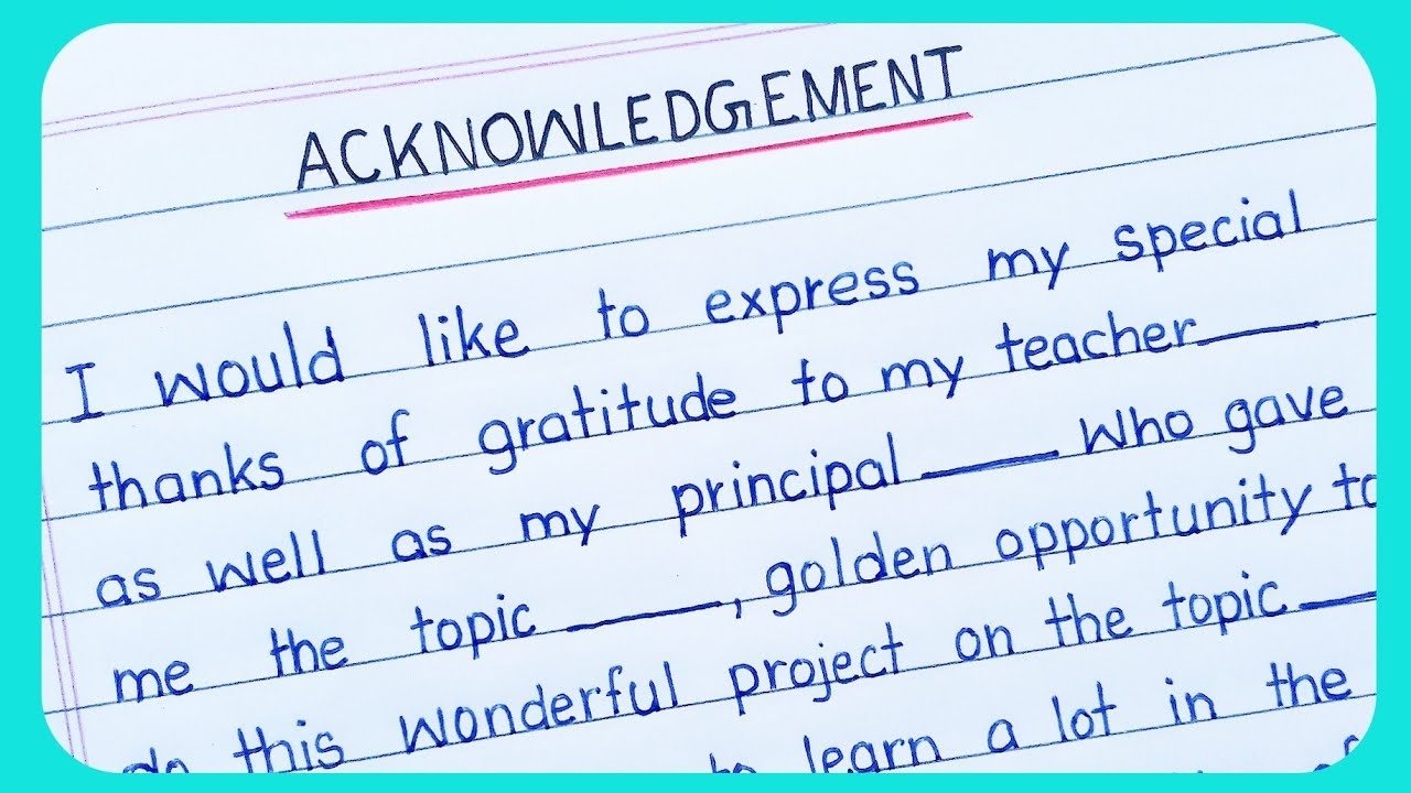 How To Write Acknowledgement For A Project