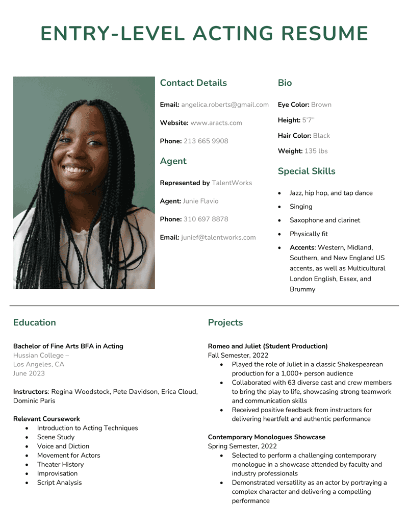 Actor Resume Template Google Docs