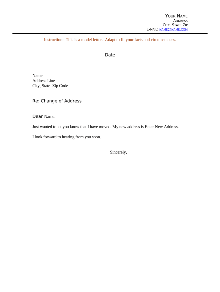 Letter Format For Change Of Address
