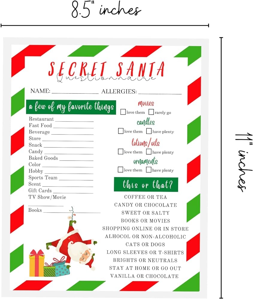 Secret Santa Paper To Fill Out