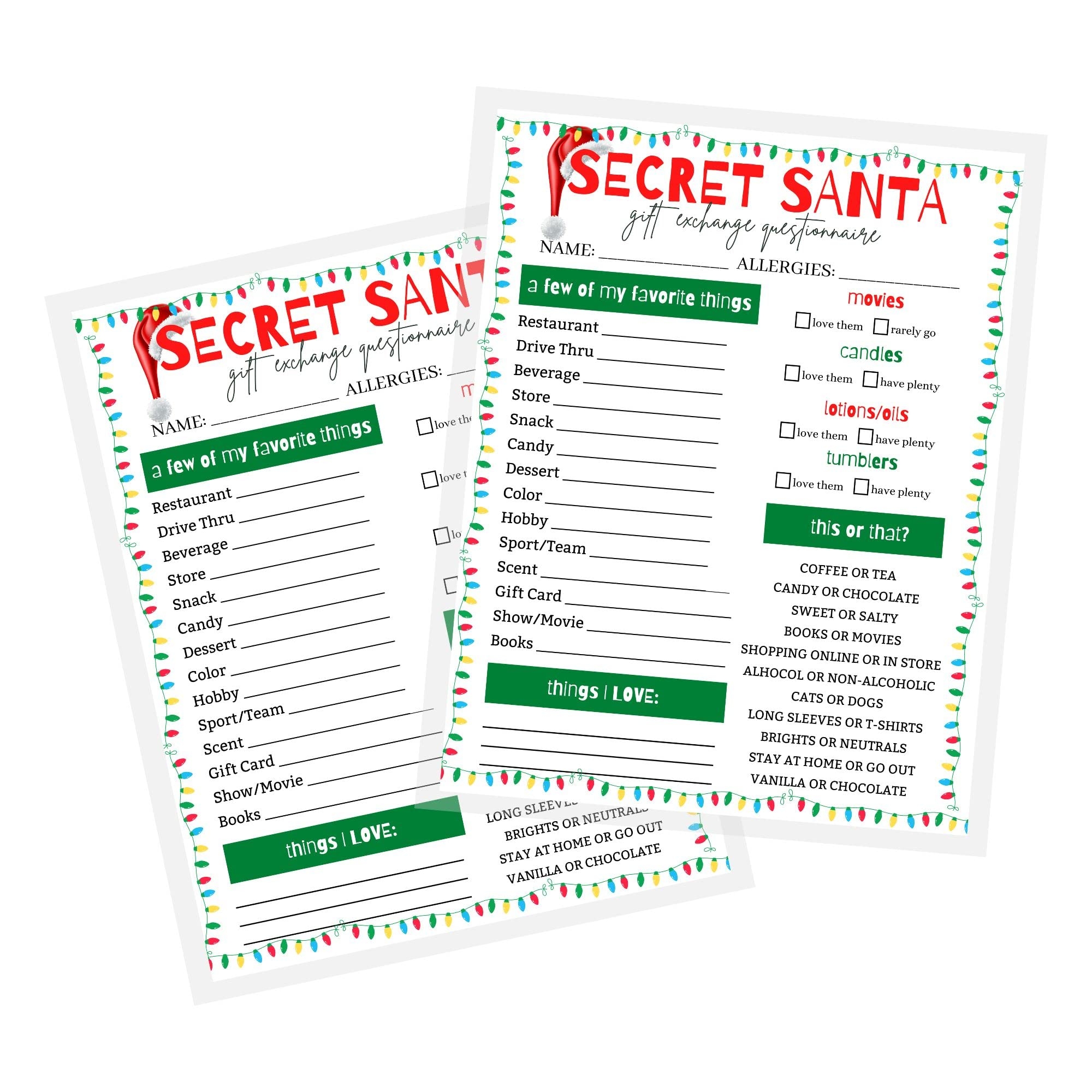 Secret Santa Gift Exchange Questionnaire
