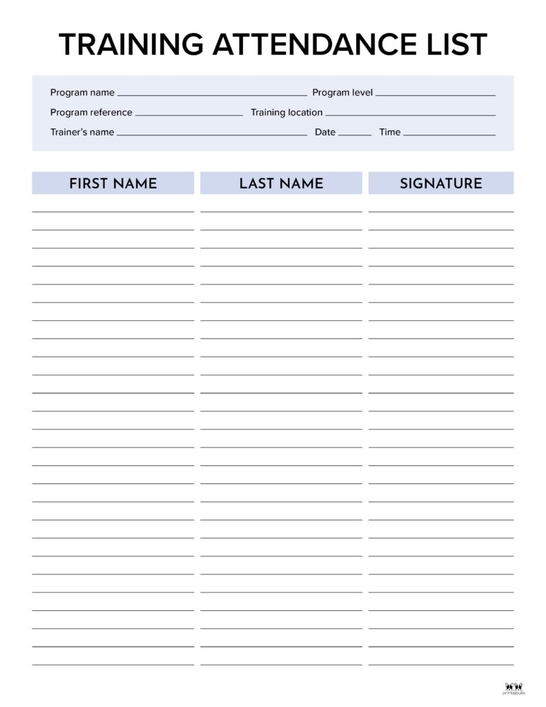 Training Attendance Sheet Template Excel Free Download