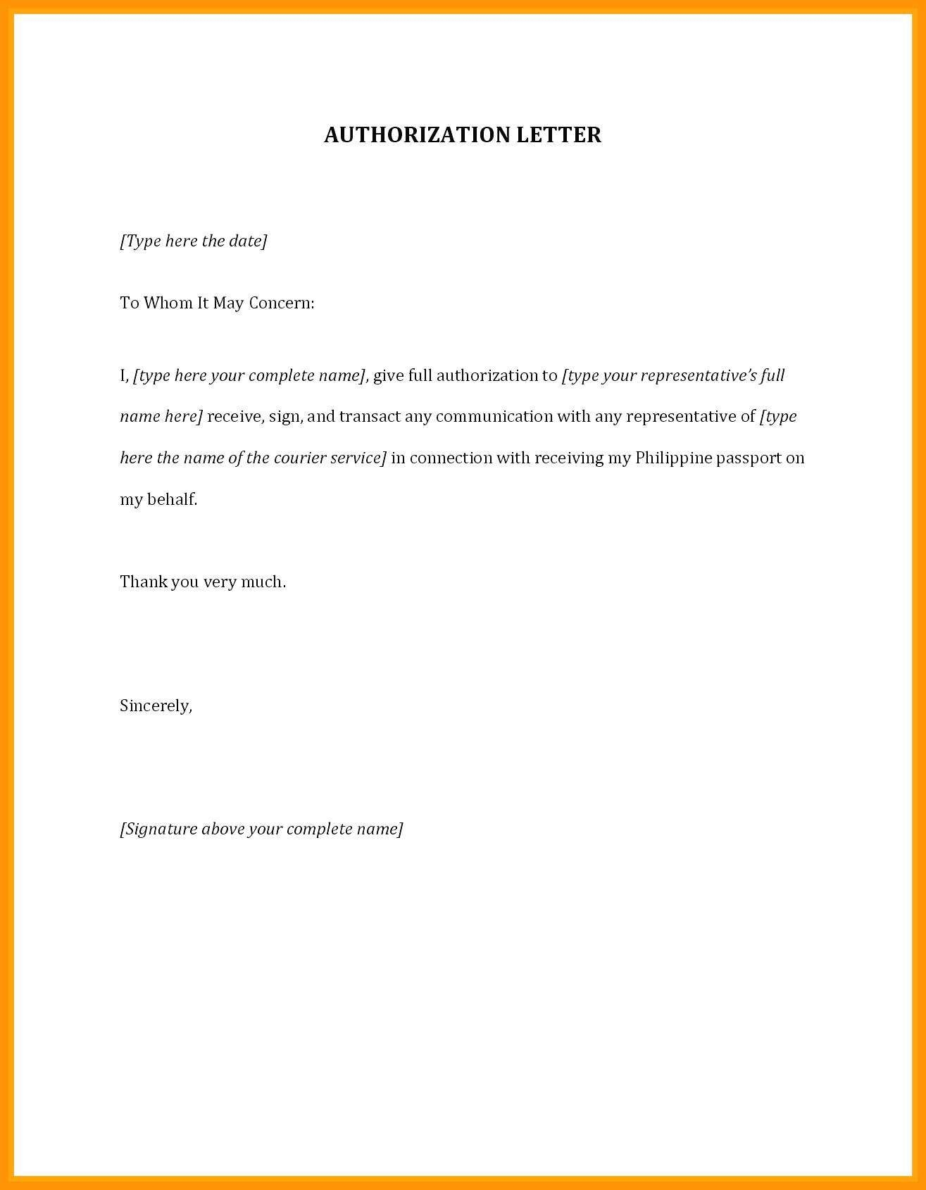 Authorization Letter Sample To Receive Documents