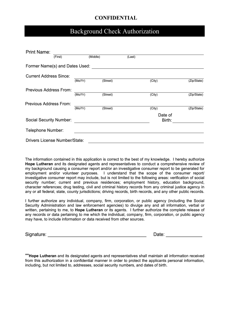 Free Background Check Authorization Form