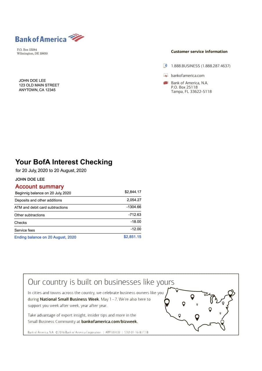 Bank Of America Statement Online Generator Verif Tools