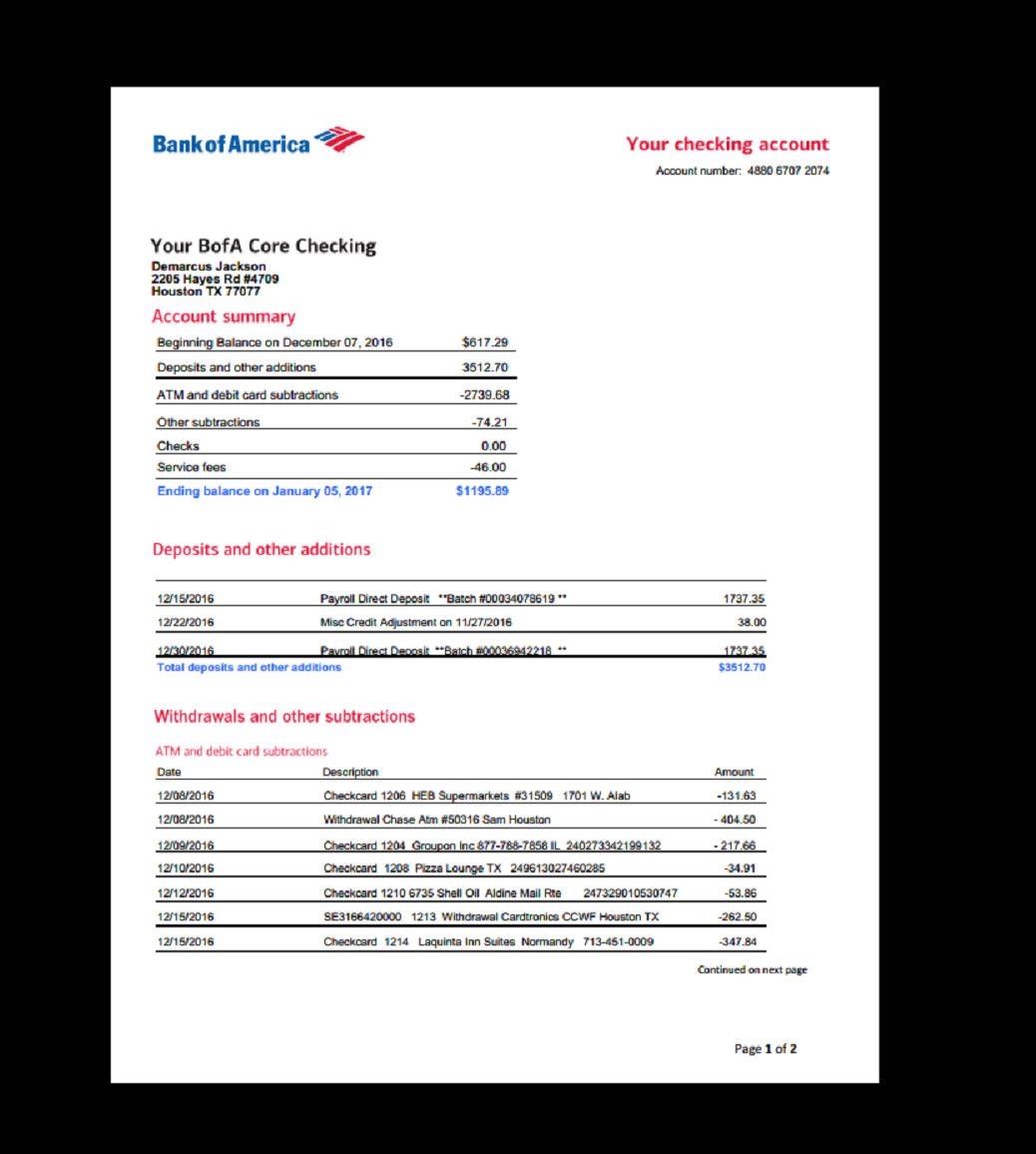 Bank Of America Statement Template Inspirational Bank Statement Bank America In 2019 Statement Template Bank Statement Business Template