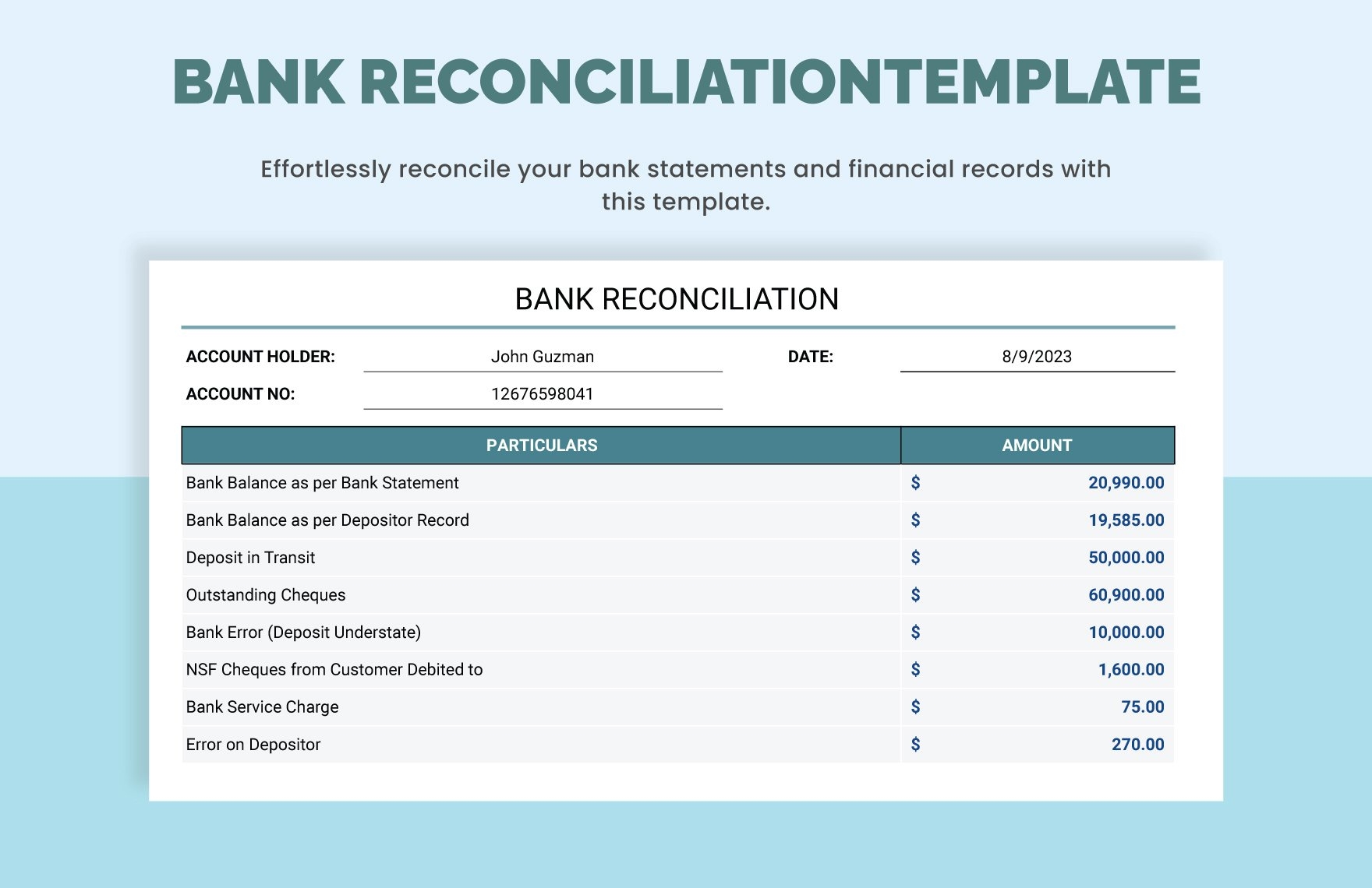 Bank Reconciliation Template In Excel Google Sheets Download Template 