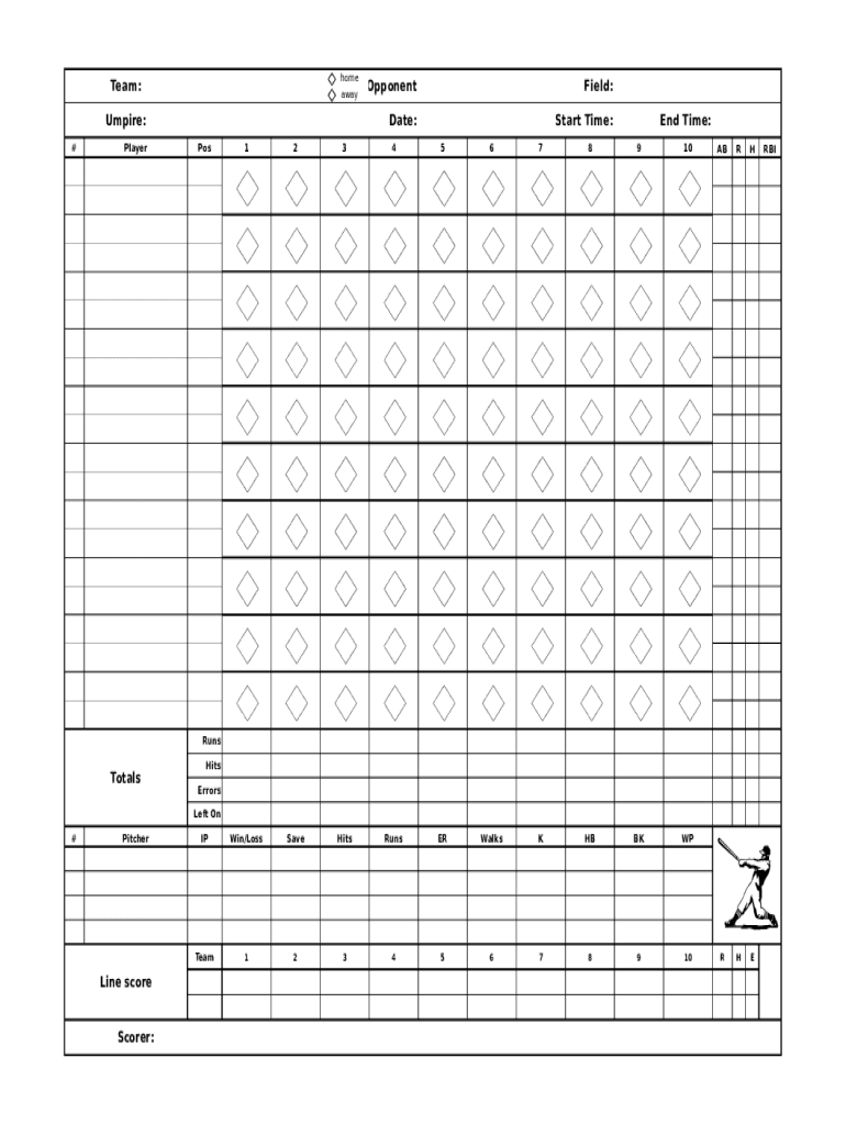 Pdf Printable Baseball Scorecard With Pitch Count