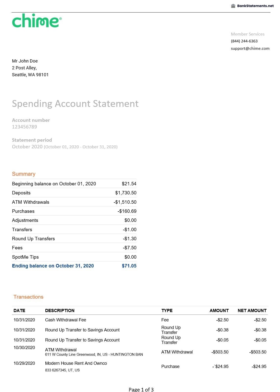Blank Bank Statement Template Download