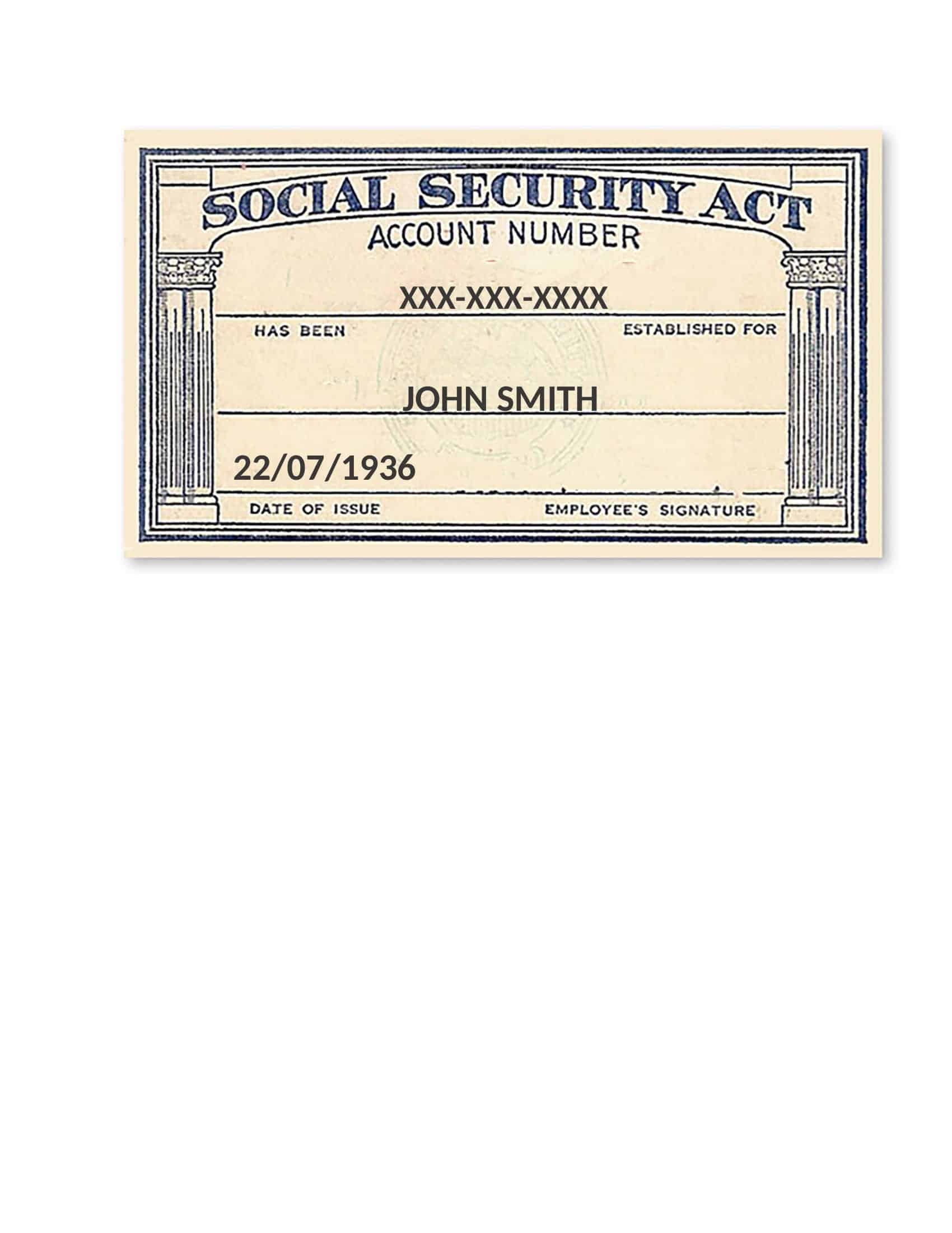 Fillable Blank Social Security Card