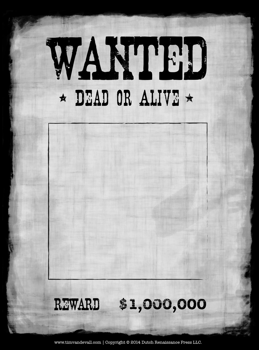 Printable Wanted Poster Template Black And White